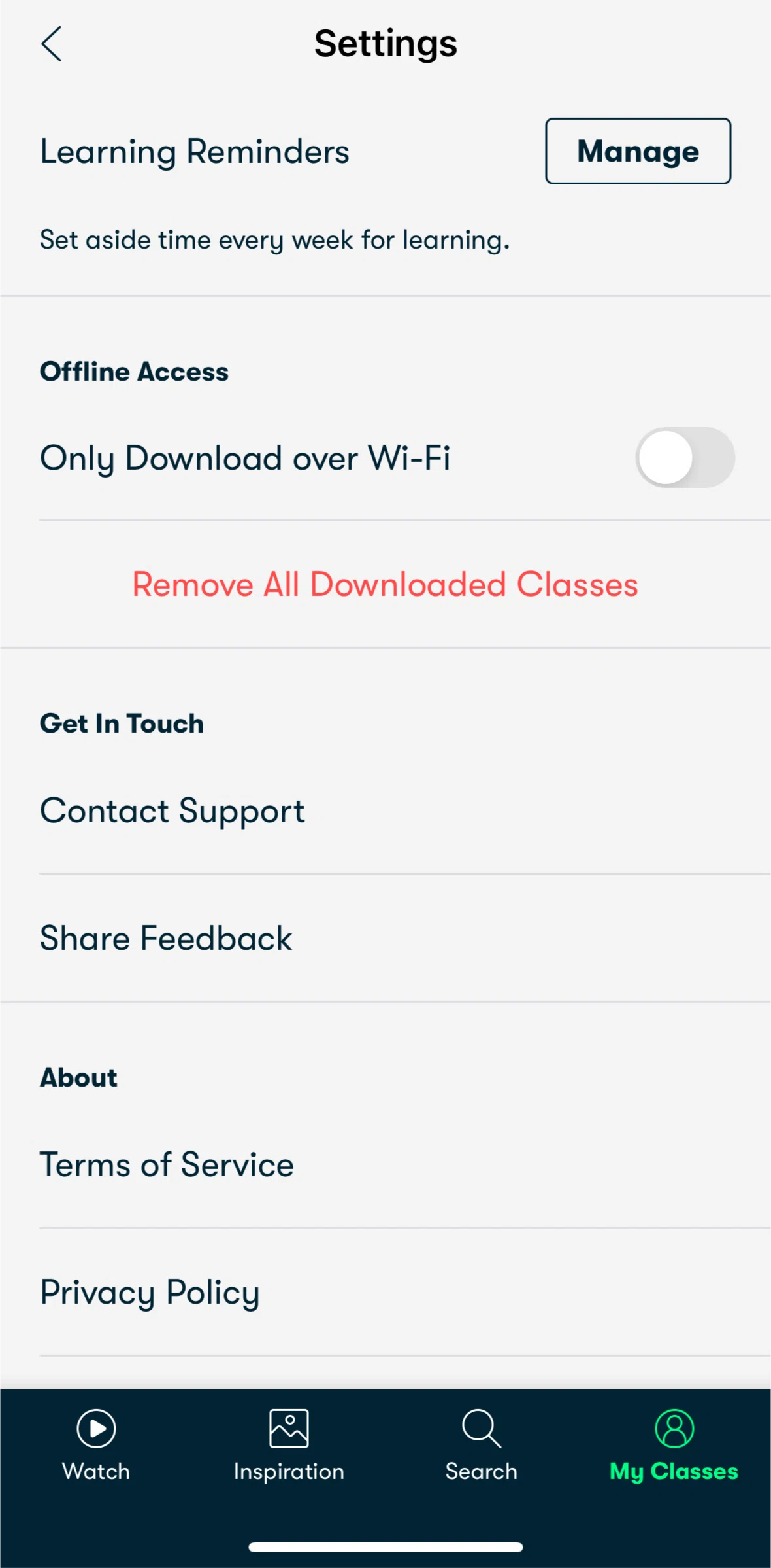 Skillshare Screen screen in the Enabling learning reminders flow