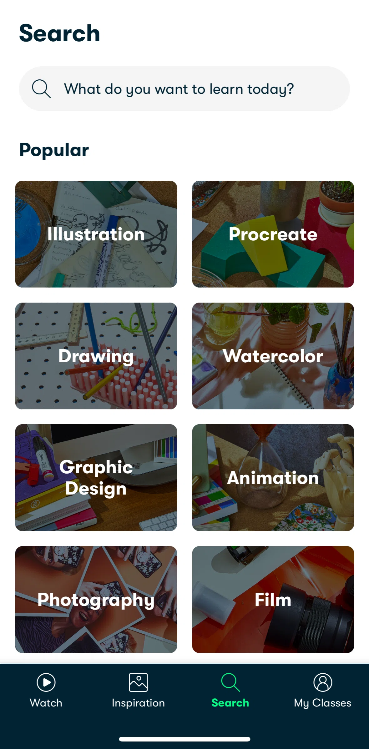 Skillshare Screen screen in the Searching Skillshare flow
