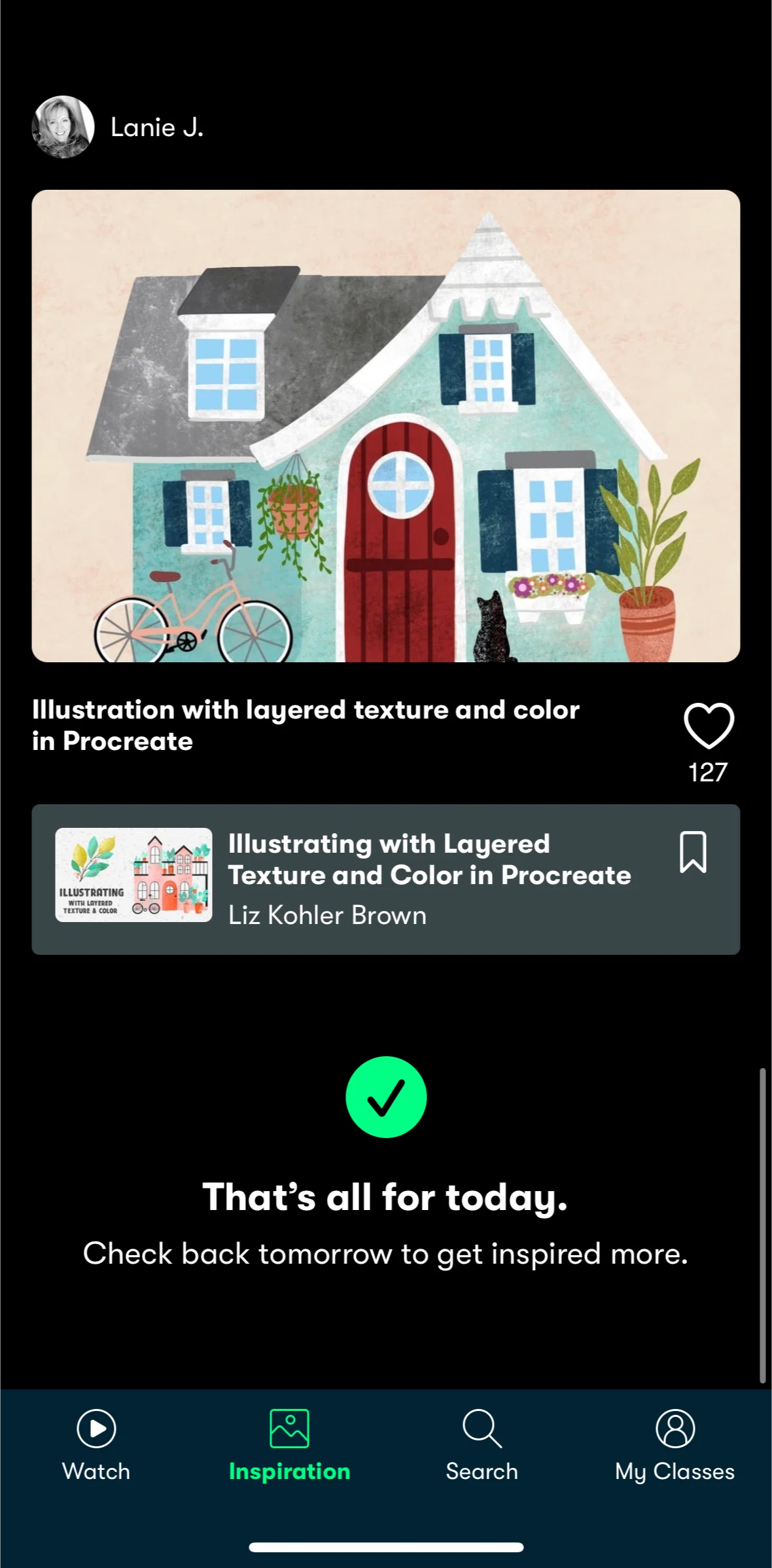 Skillshare Screen screen in the User profile flow