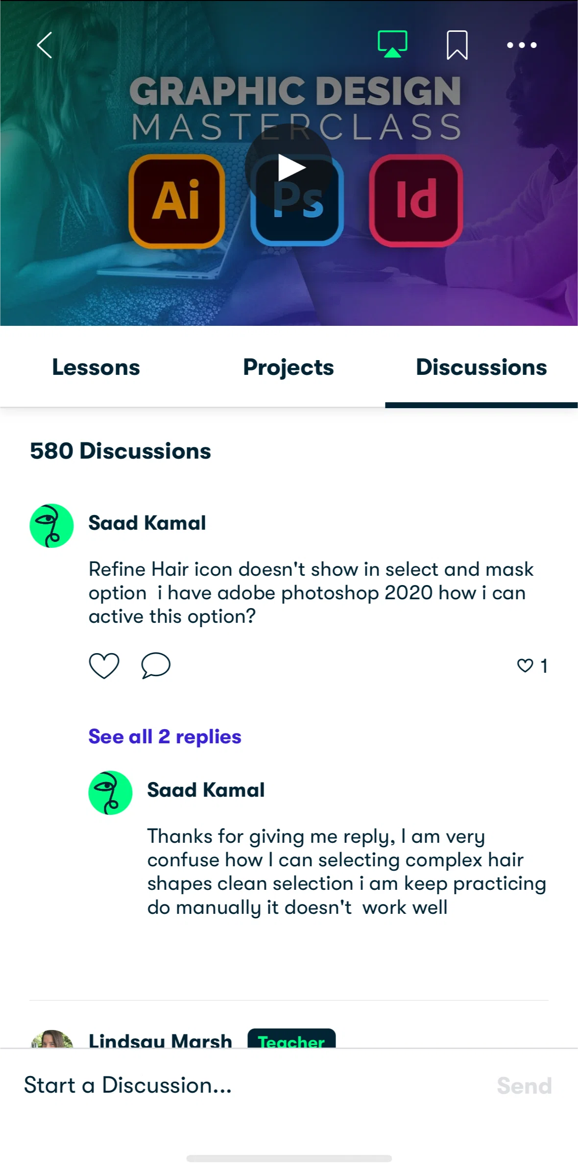 Skillshare Screen screen in the Viewing a comment flow
