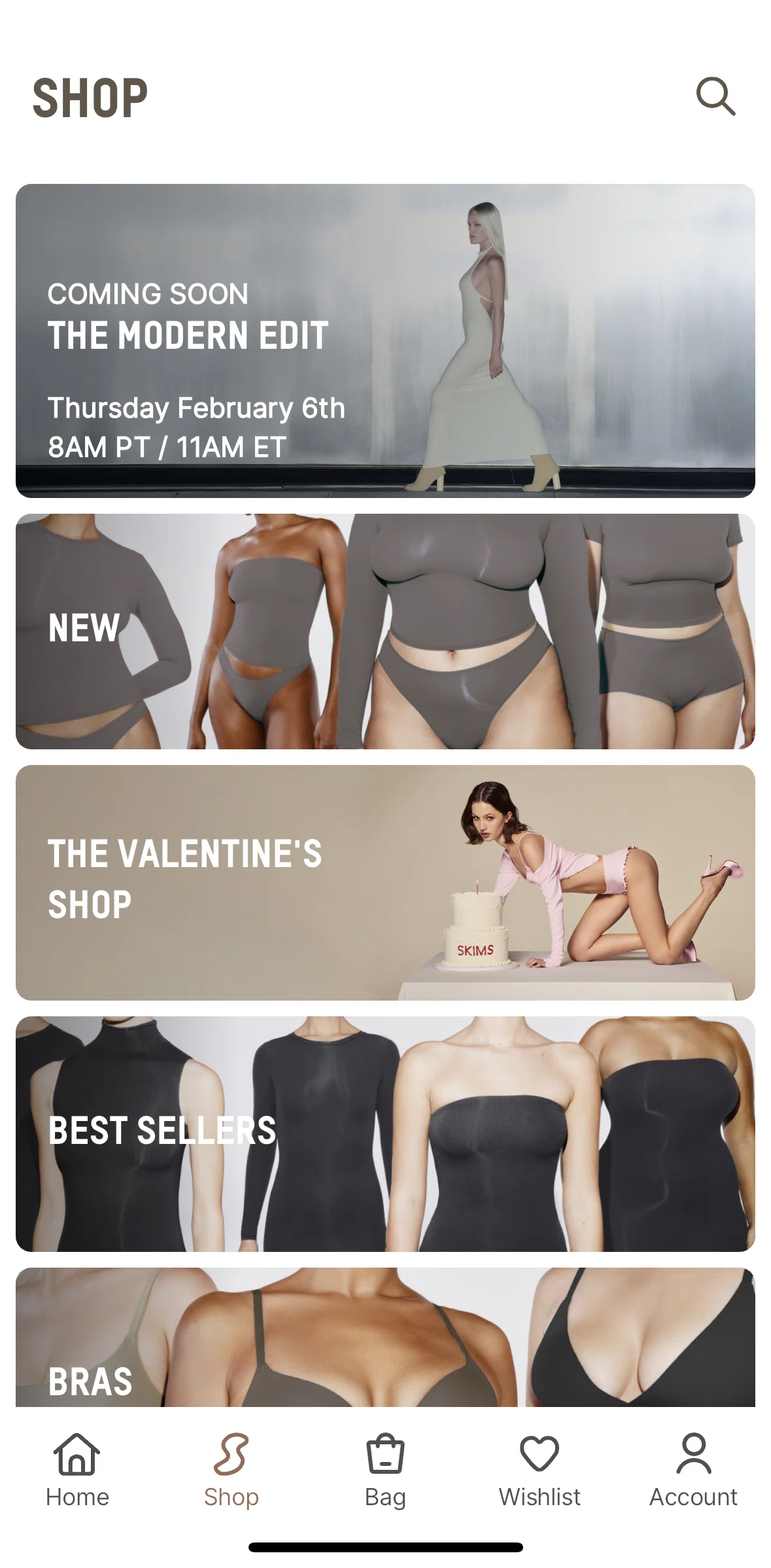 SKIMS Screen screen in the View category flow