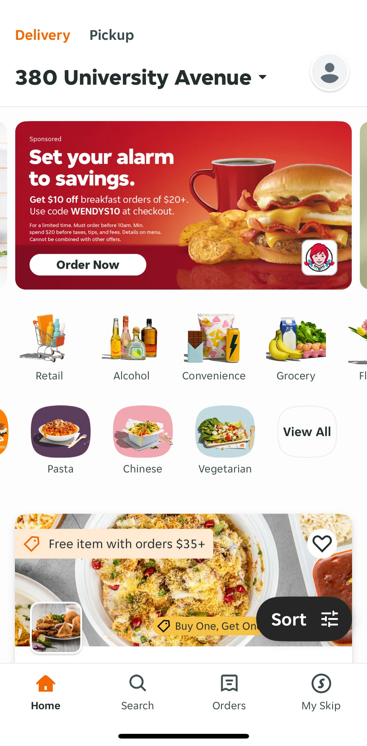 Skip Screen screen in the Category detail flow