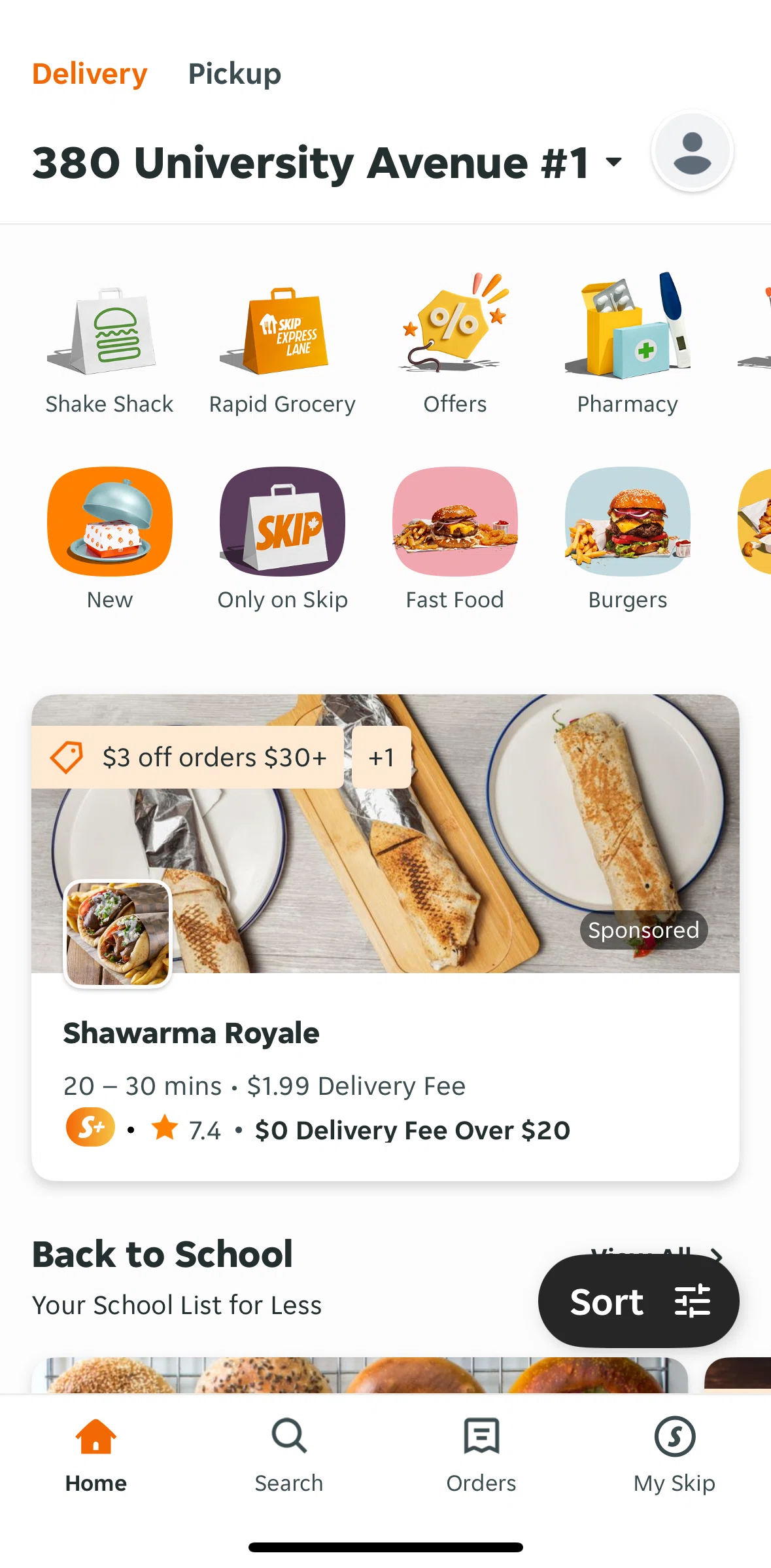 Skip Screen screen in the Creating an account flow