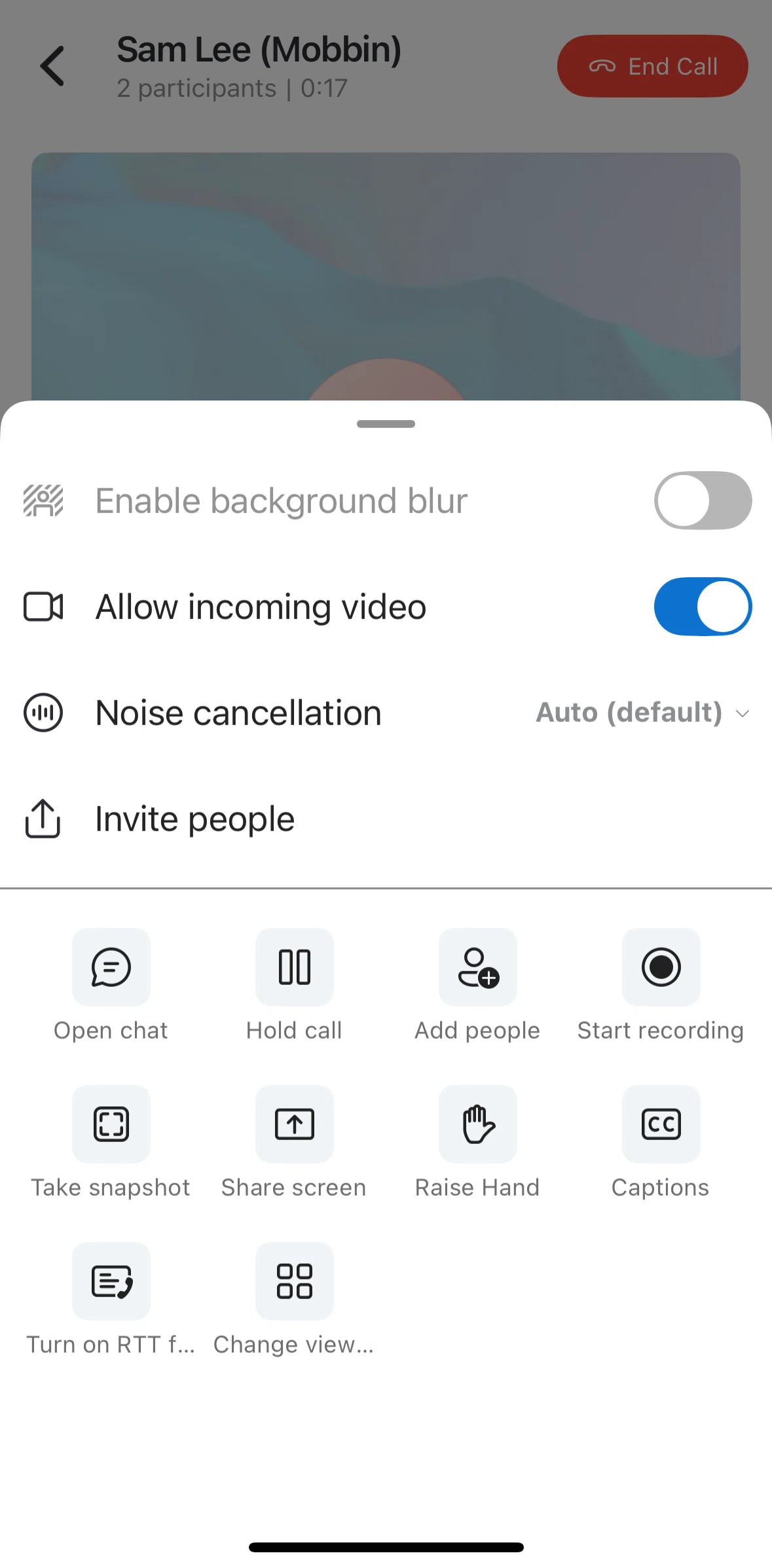 Skype Screen screen in the Holding a call flow
