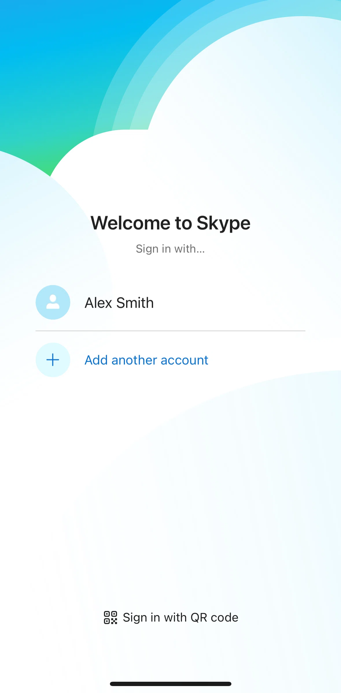 Skype Screen screen in the Logging in flow