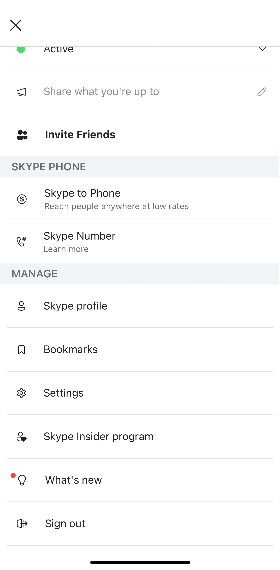 Skype Screen screen in the Logging out flow