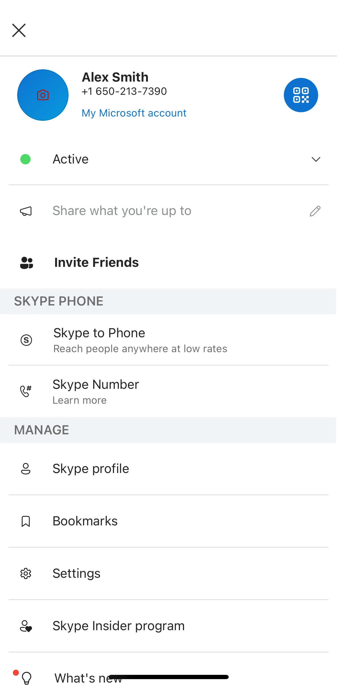 Skype Screen screen in the Updating a profile picture flow
