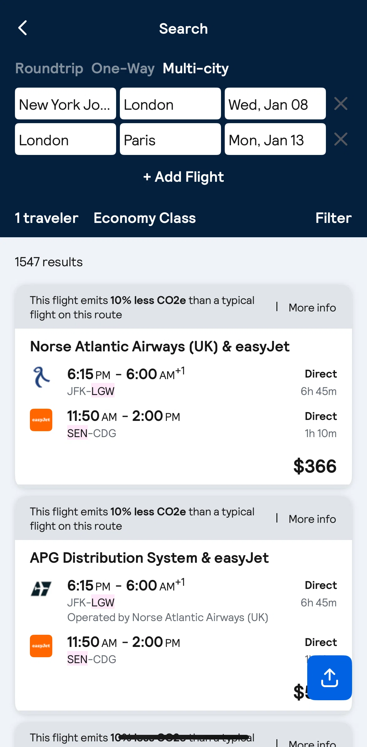 Skyscanner Screen screen in the Adding a flight flow