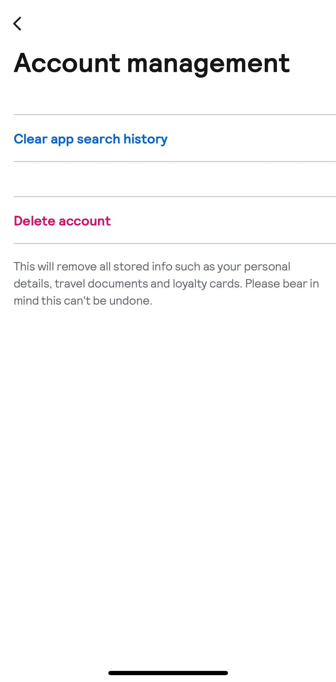 Skyscanner Screen screen in the Clearing app history flow