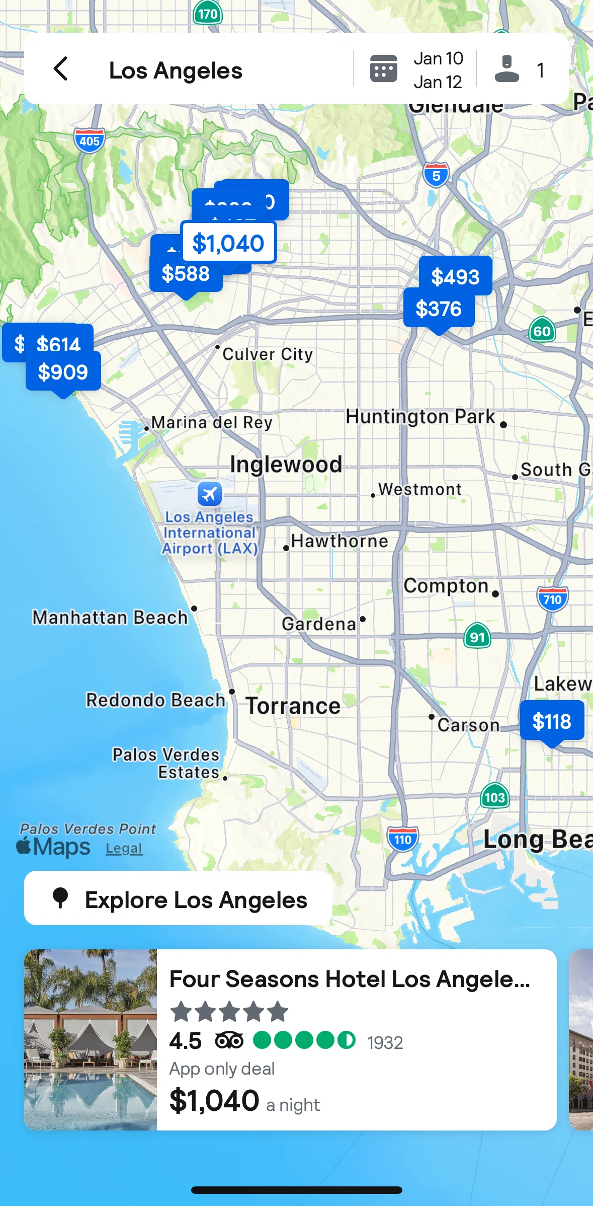 Skyscanner Screen screen in the Filtering map flow