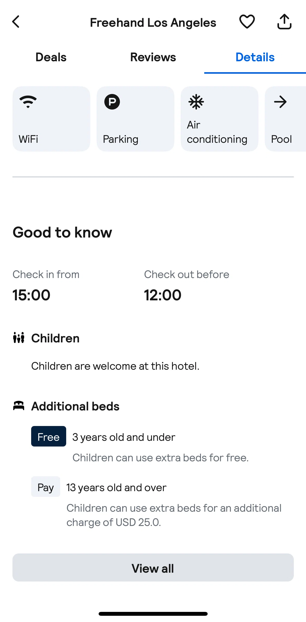 Skyscanner Screen screen in the Hotel policies flow