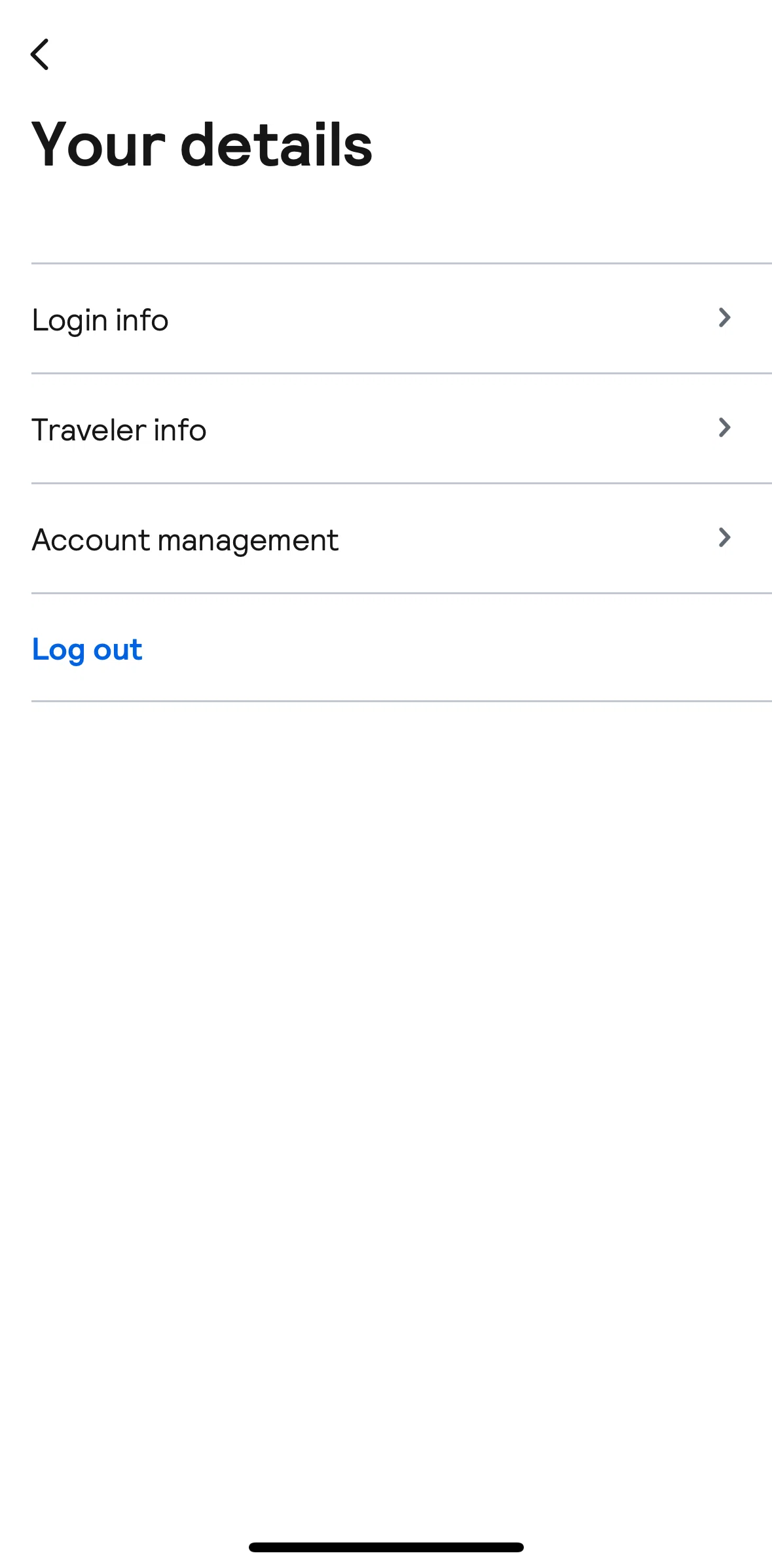 Skyscanner Screen screen in the Logging out flow