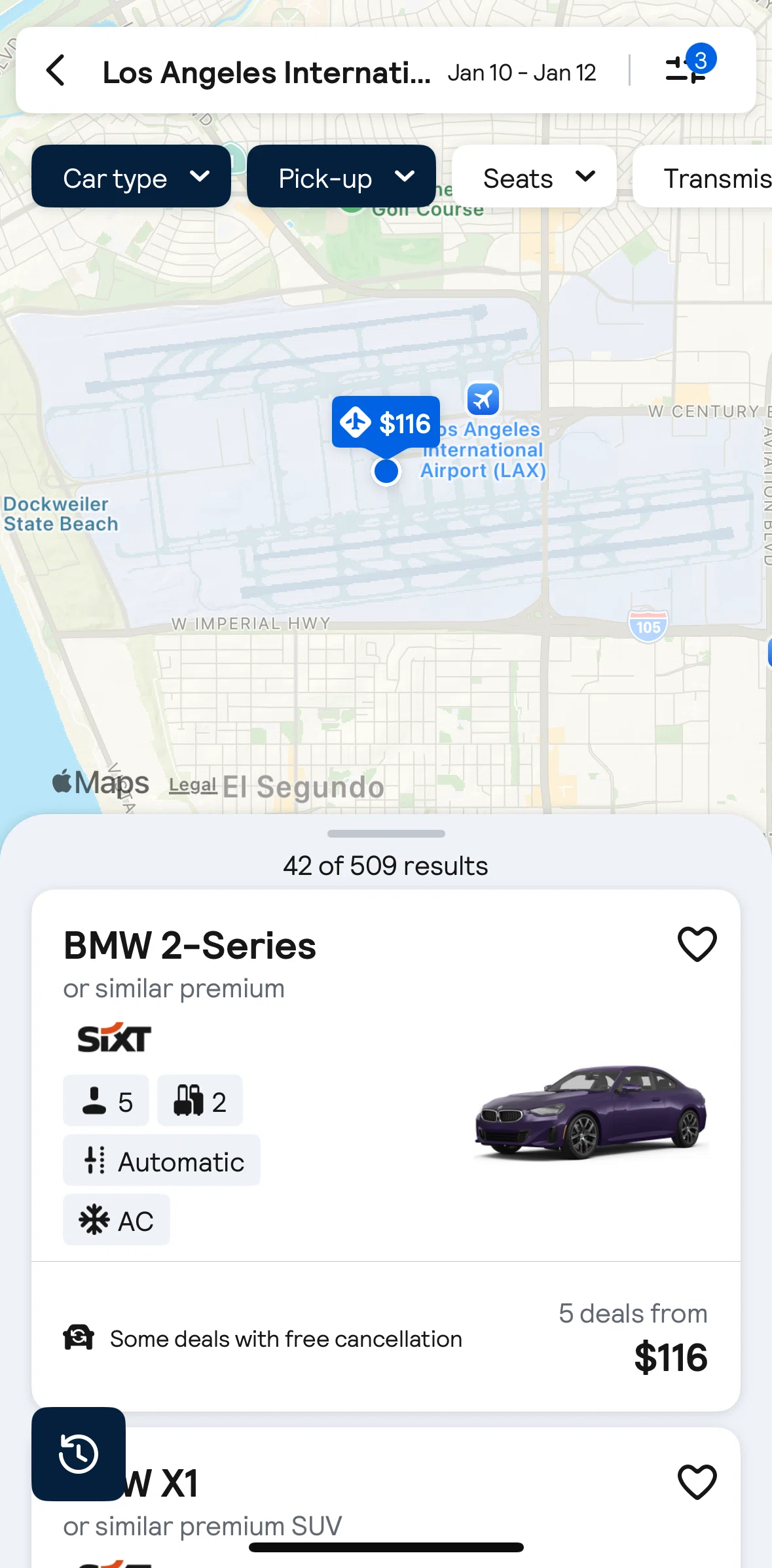 Skyscanner Screen screen in the Rental car detail flow