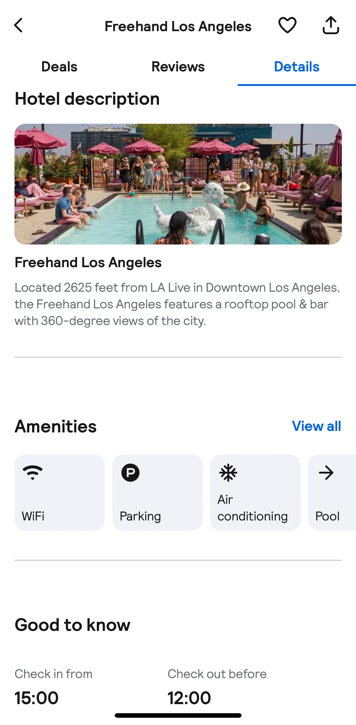 Skyscanner Screen screen in the View amenities flow