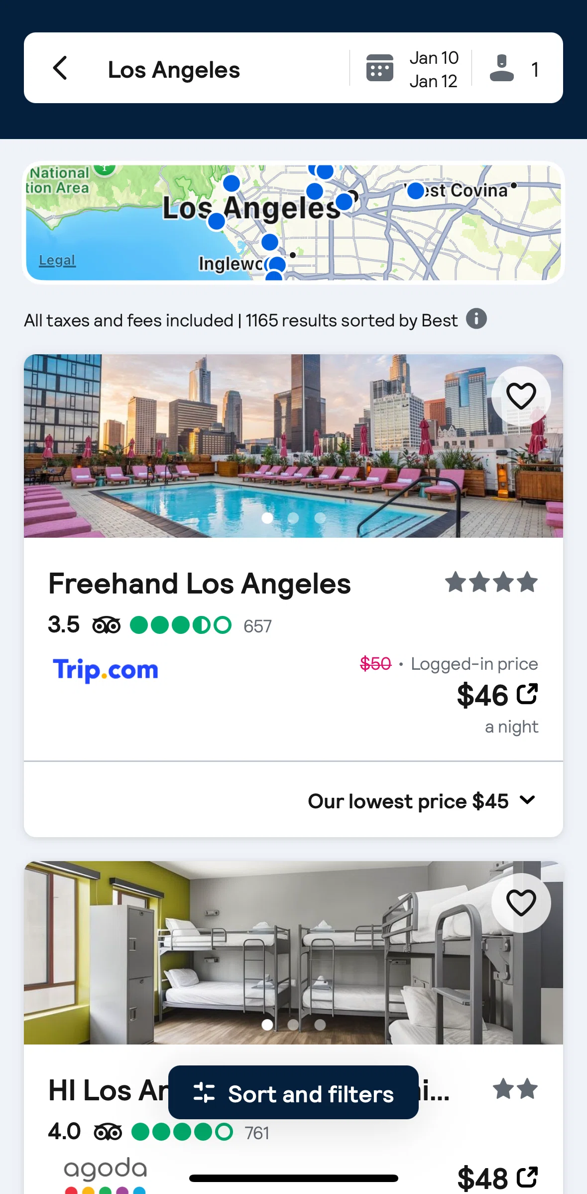 Skyscanner Screen screen in the View map flow