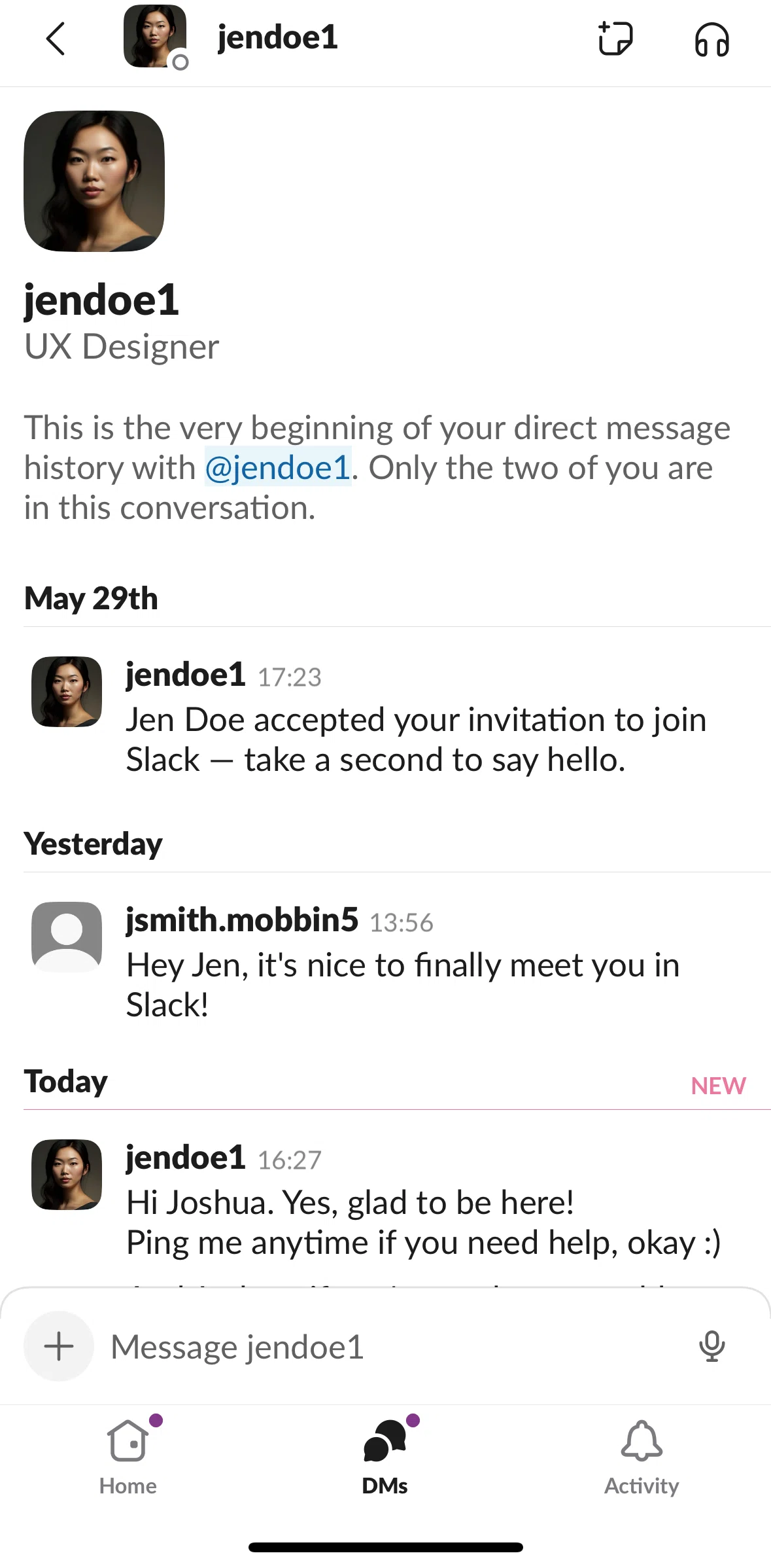 Slack Screen screen in the Adding people to conversation flow