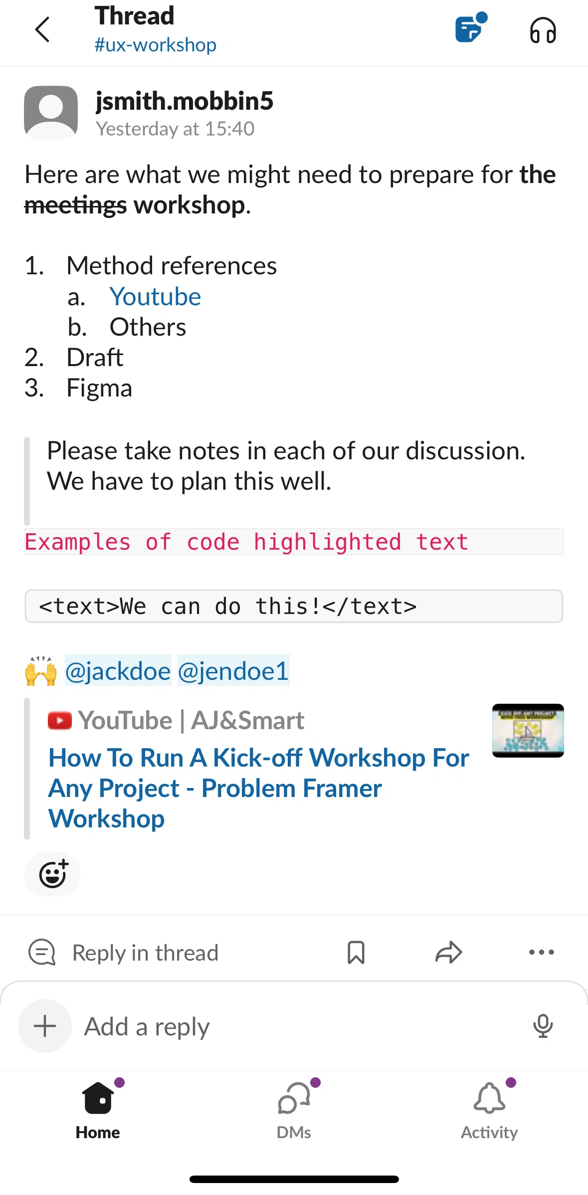 Slack Screen screen in the Forwarding a message flow