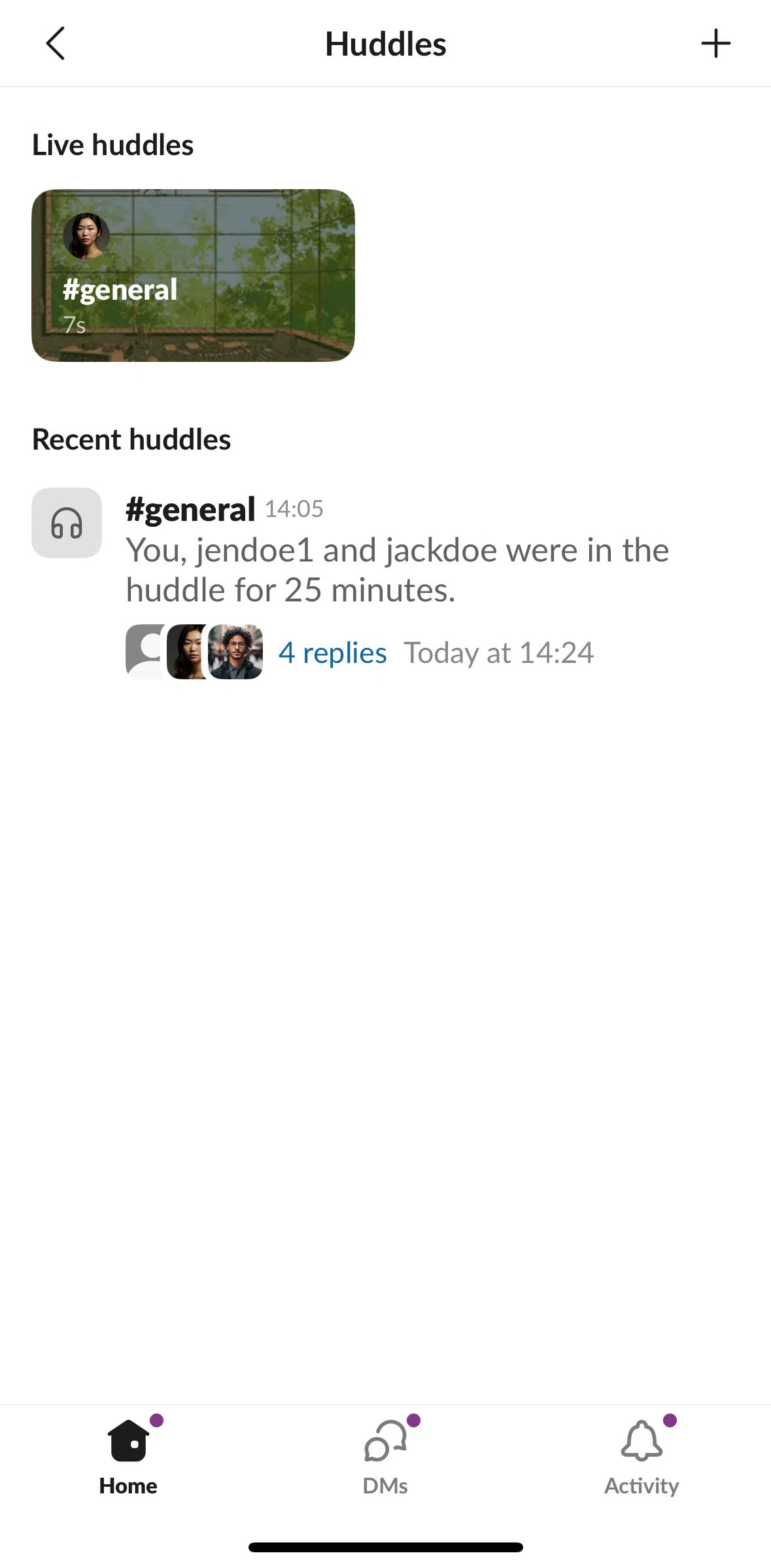 Slack Screen screen in the Joining a huddle flow
