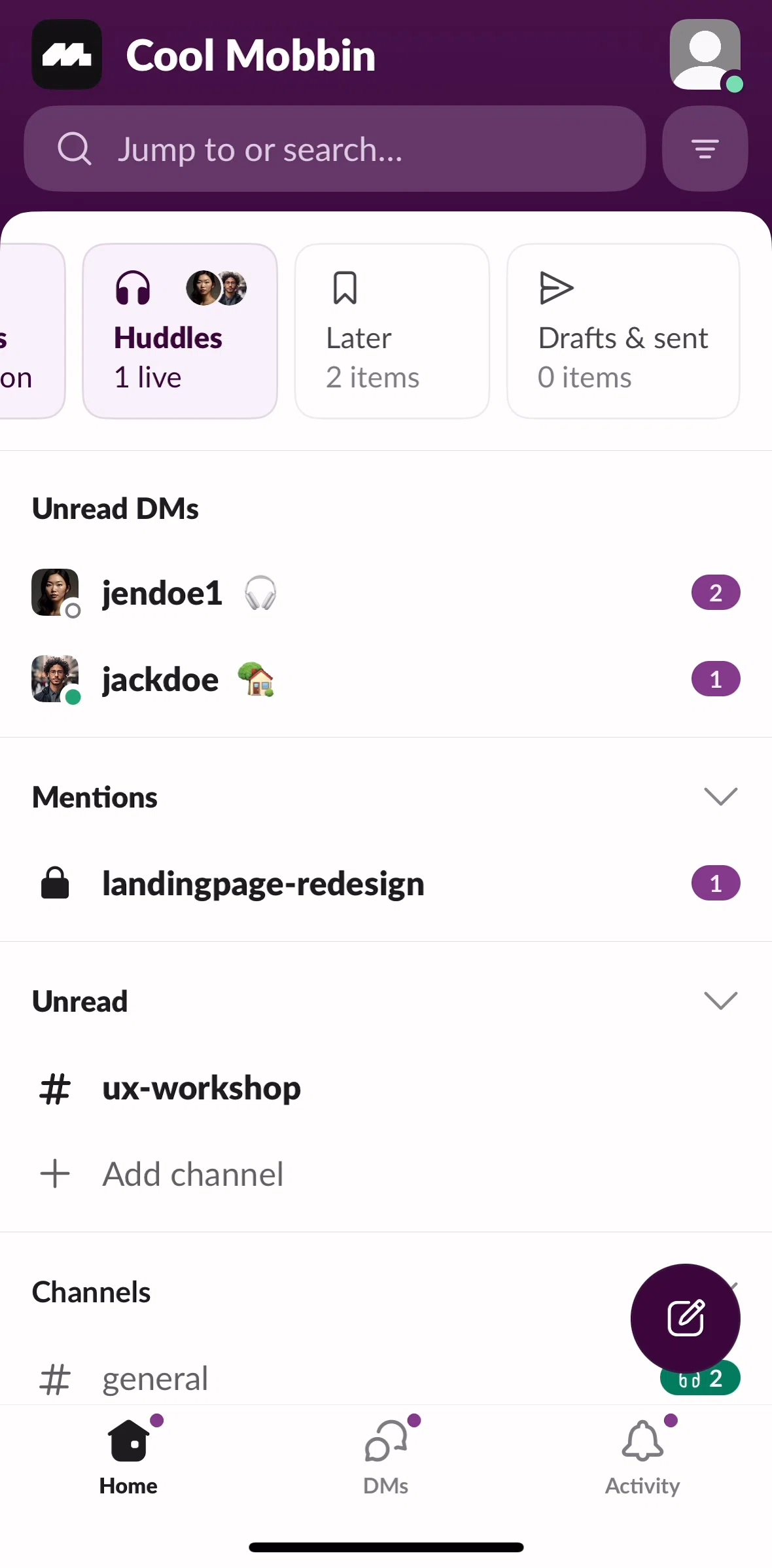 Slack Screen screen in the Later flow
