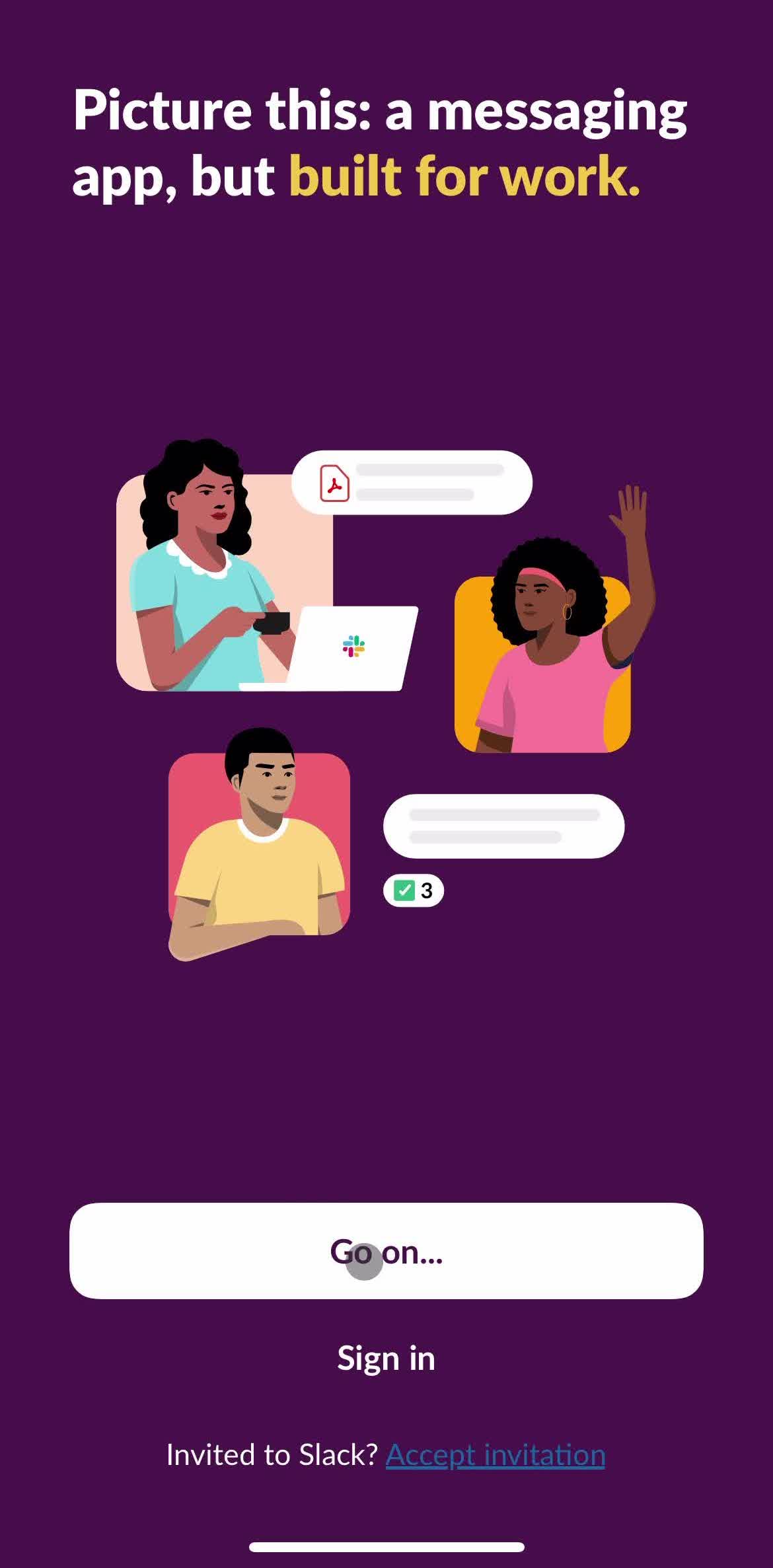 Slack Screen screen in the Onboarding flow