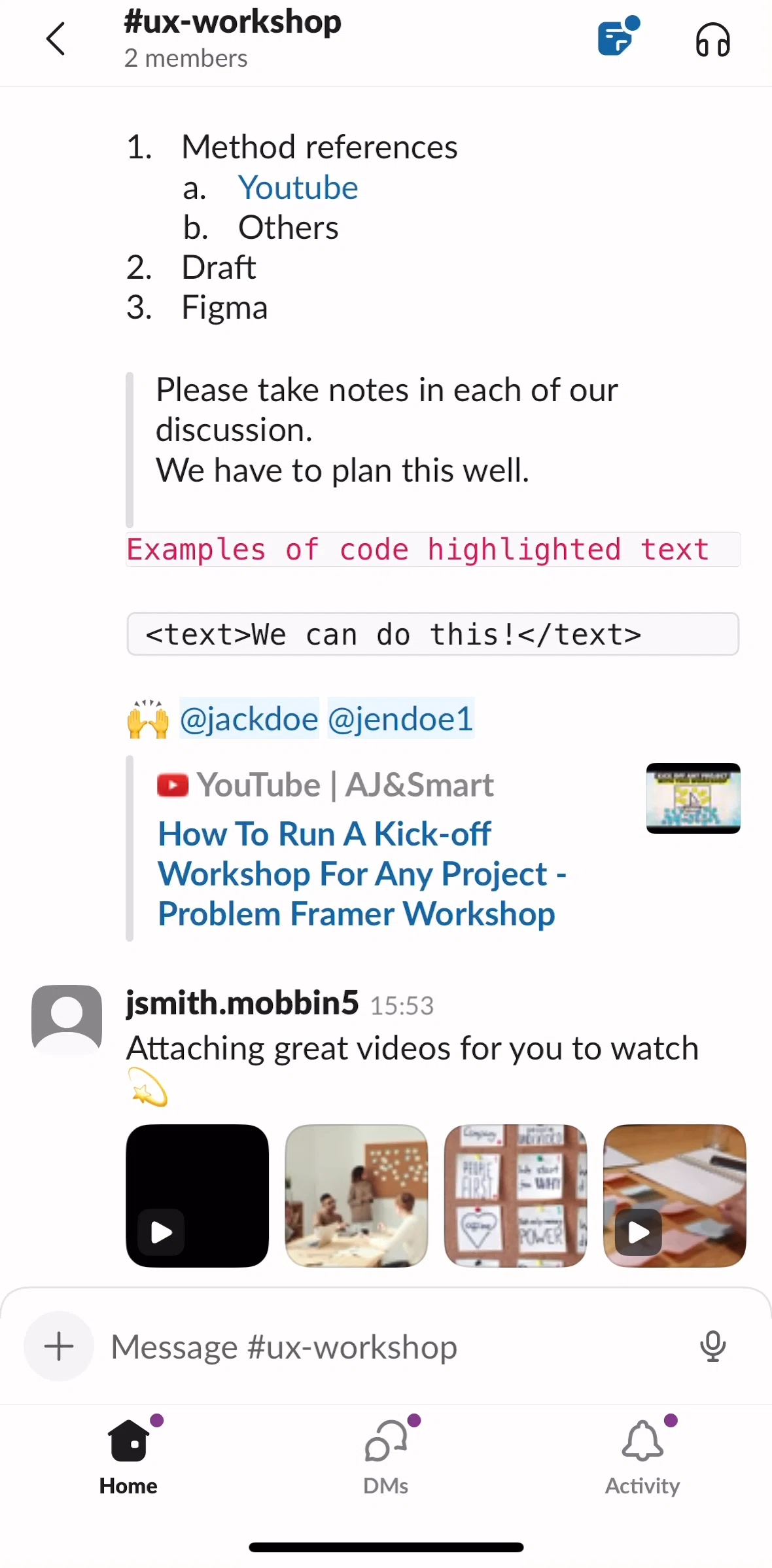 Slack Screen screen in the Sending audio files flow