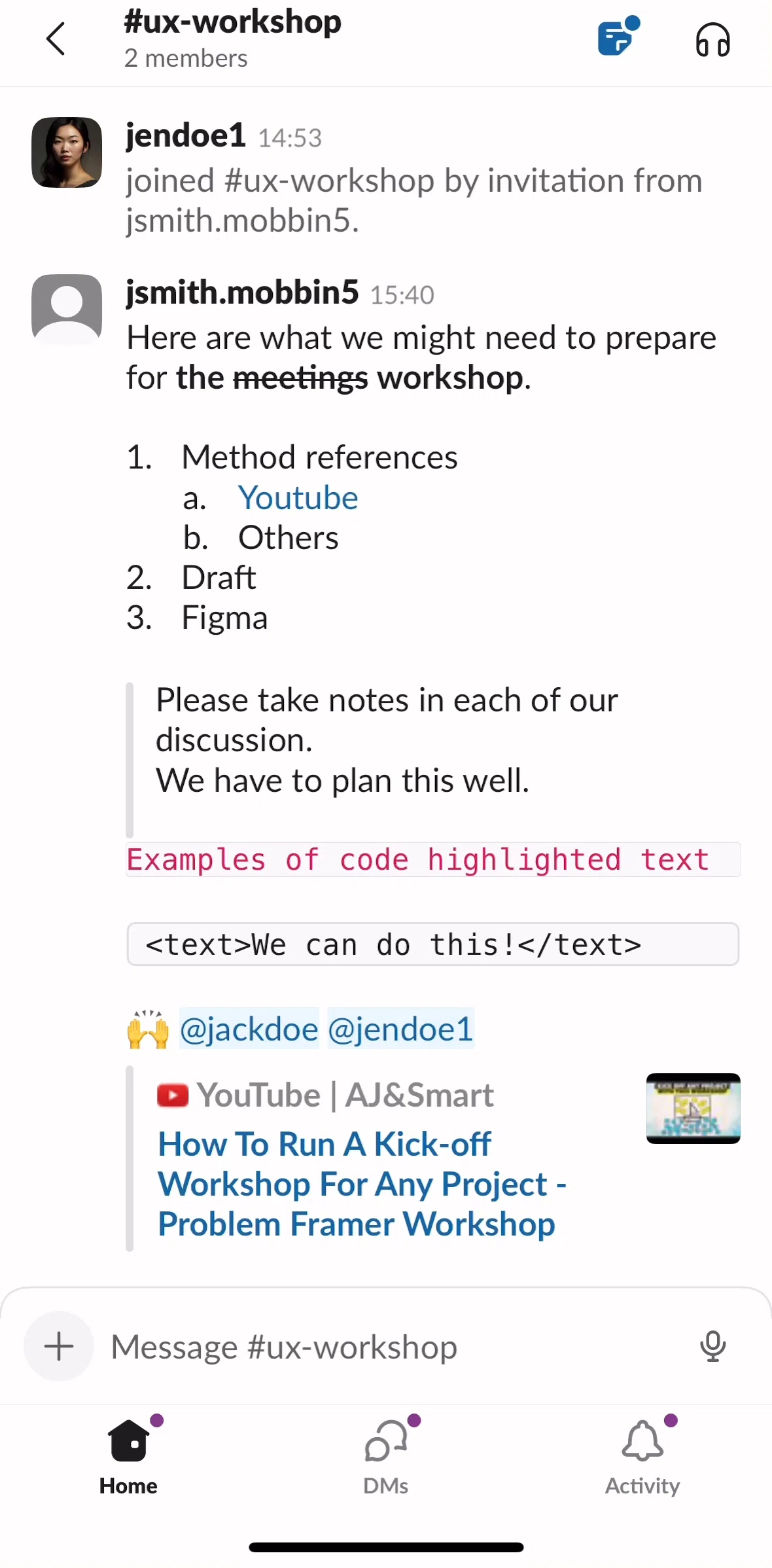 Slack Screen screen in the Sending photos and videos flow