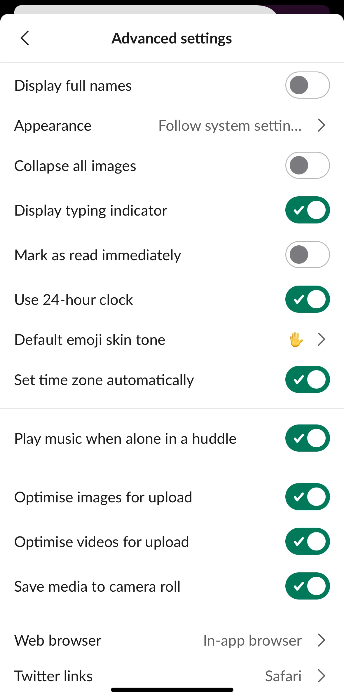 Slack Screen screen in the Switching to dark mode flow