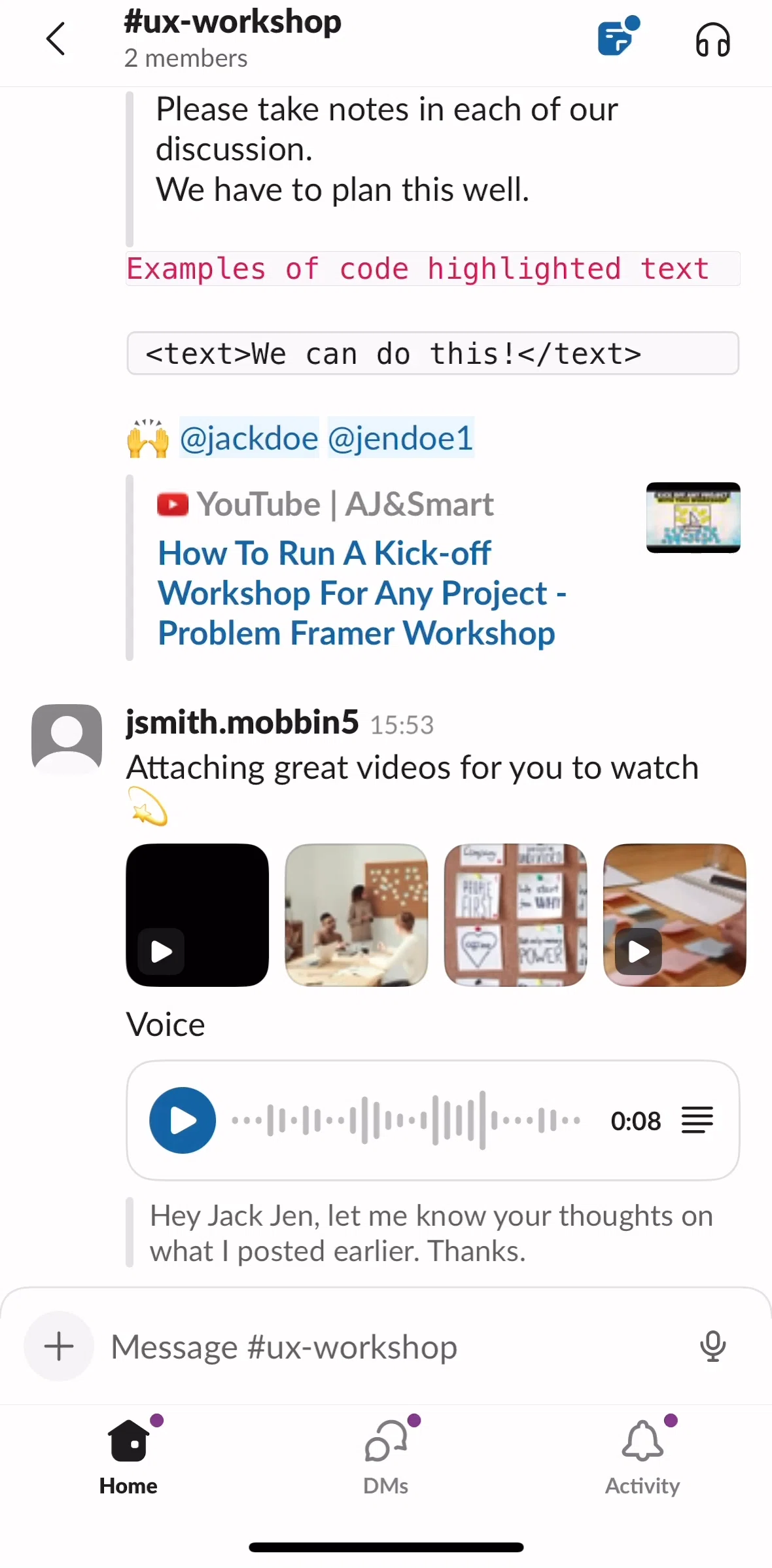 Slack Screen screen in the View photos and videos flow