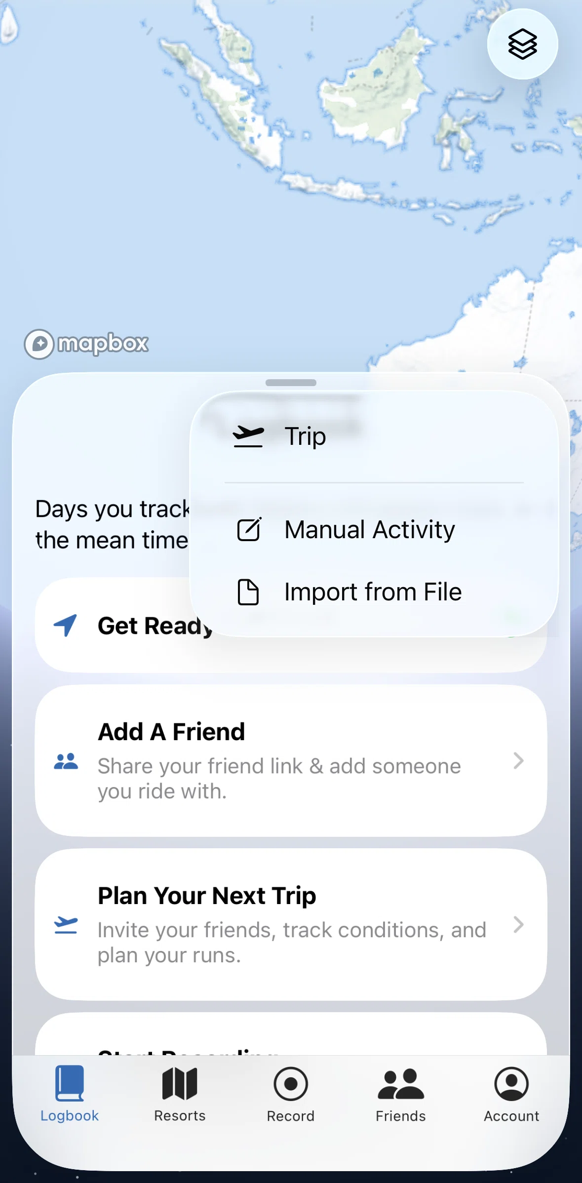 Slopes Screen screen in the Creating manual activity flow