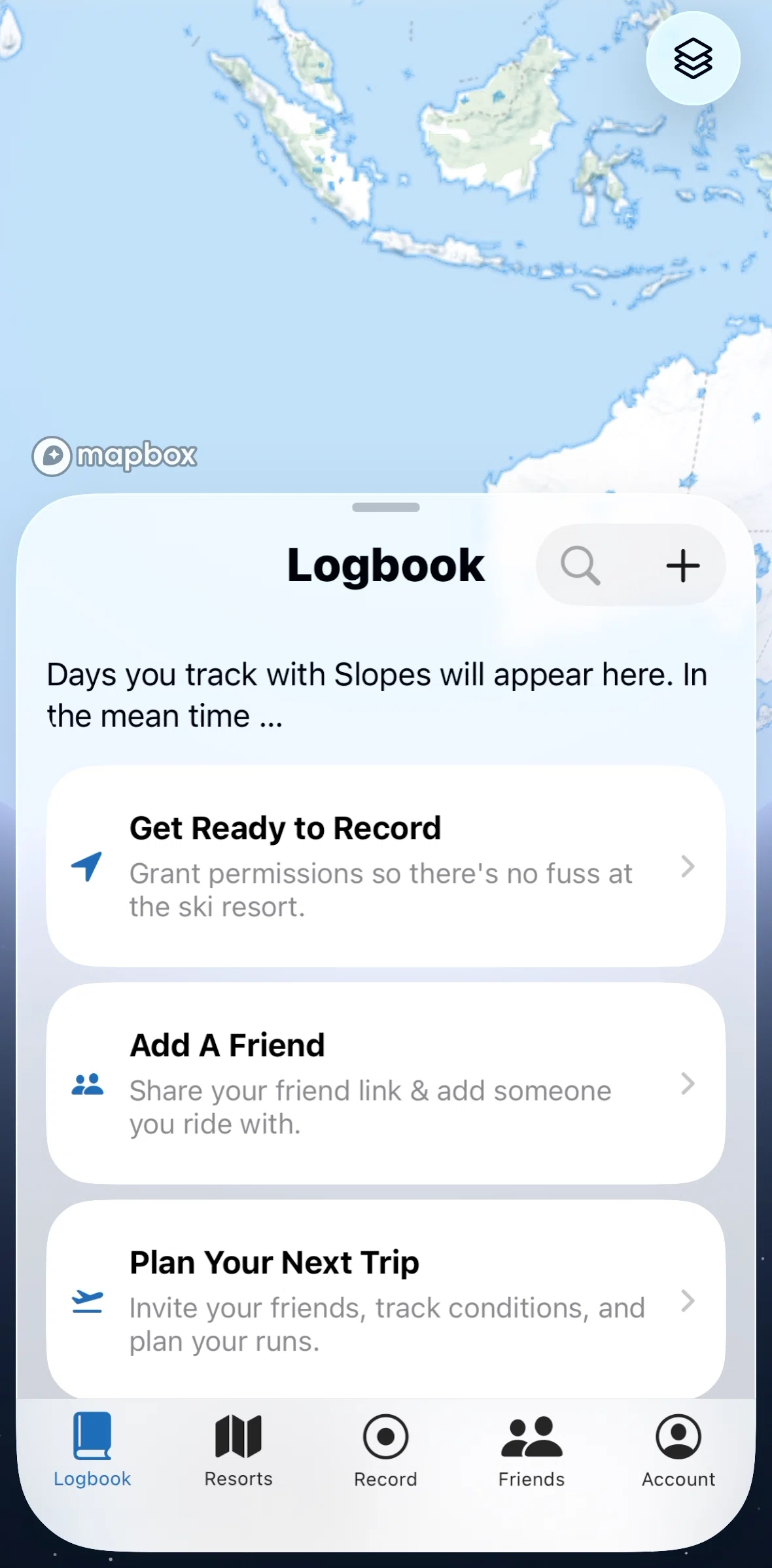 Slopes Screen screen in the Logbook flow
