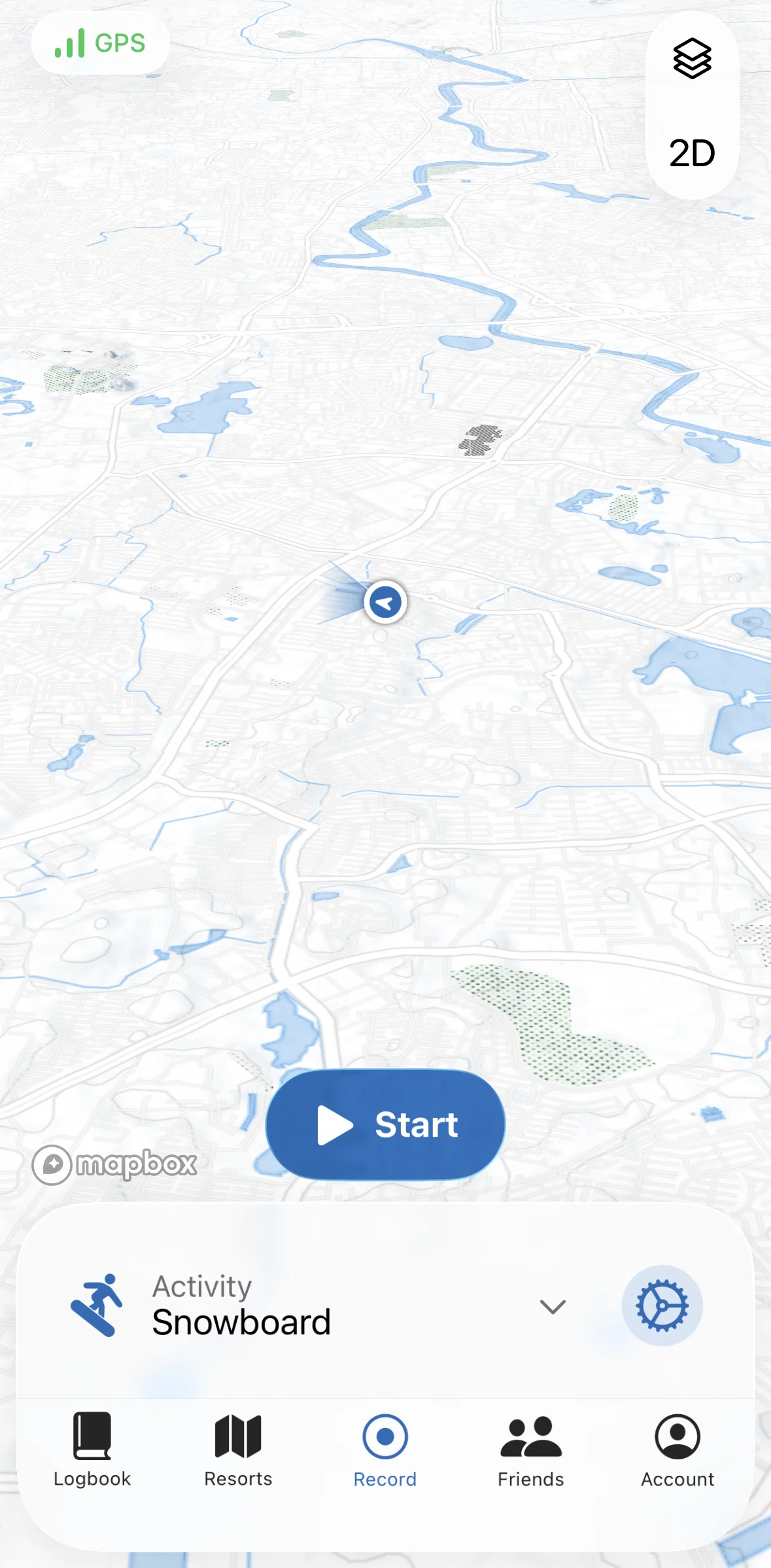 Slopes Screen screen in the Recording an activity flow