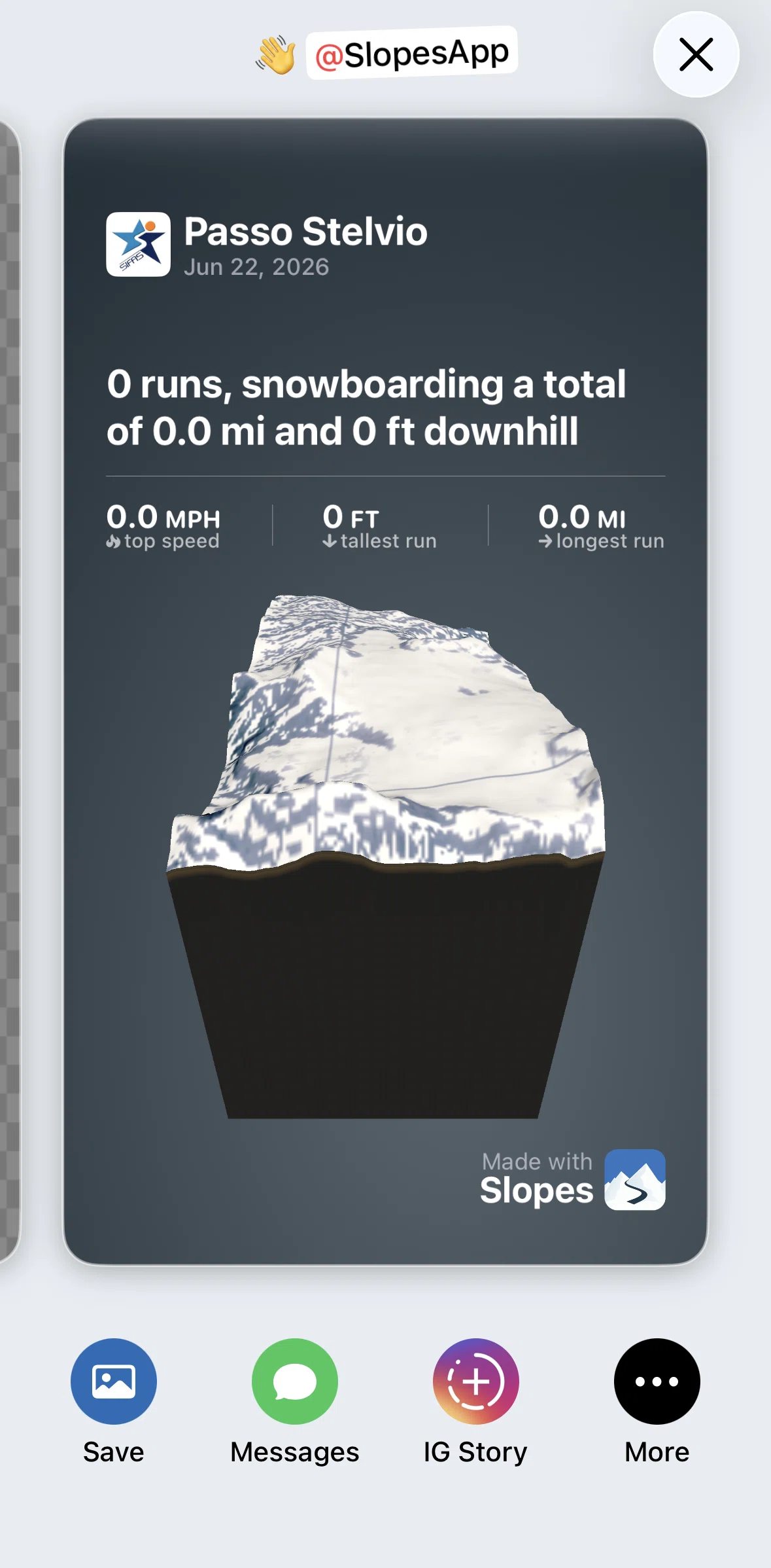 Slopes Screen screen in the Saving to gallery flow