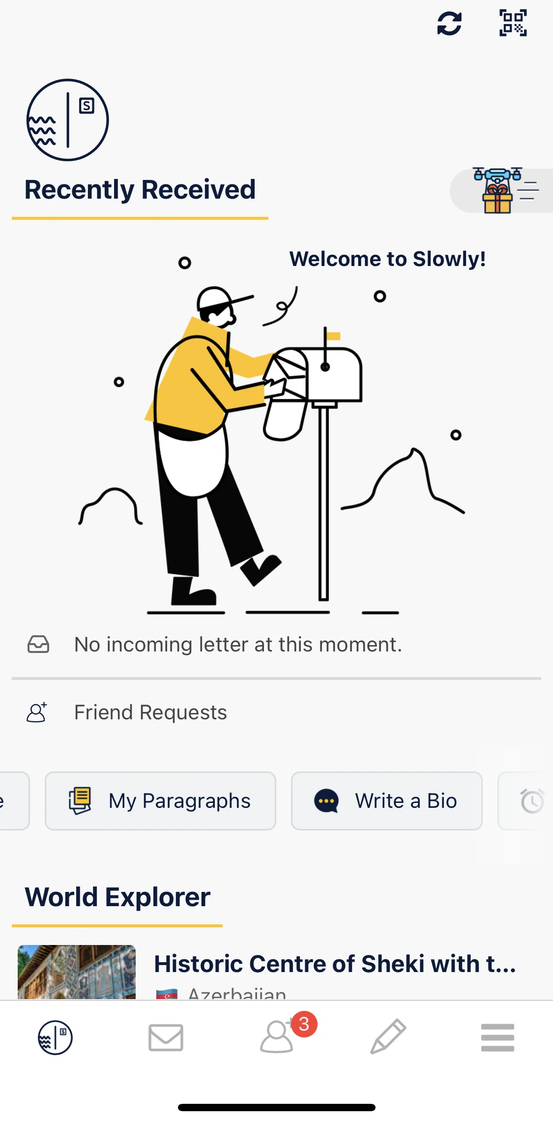 Slowly Screen screen in the Adding a paragraph flow