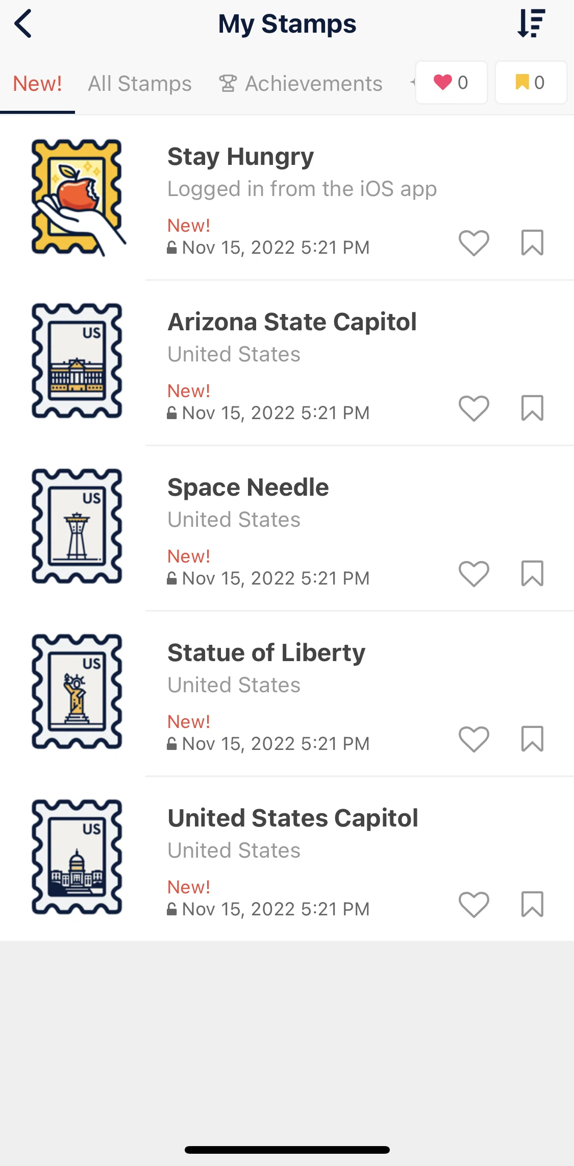 Slowly Screen screen in the Liking and bookmarking stamps flow