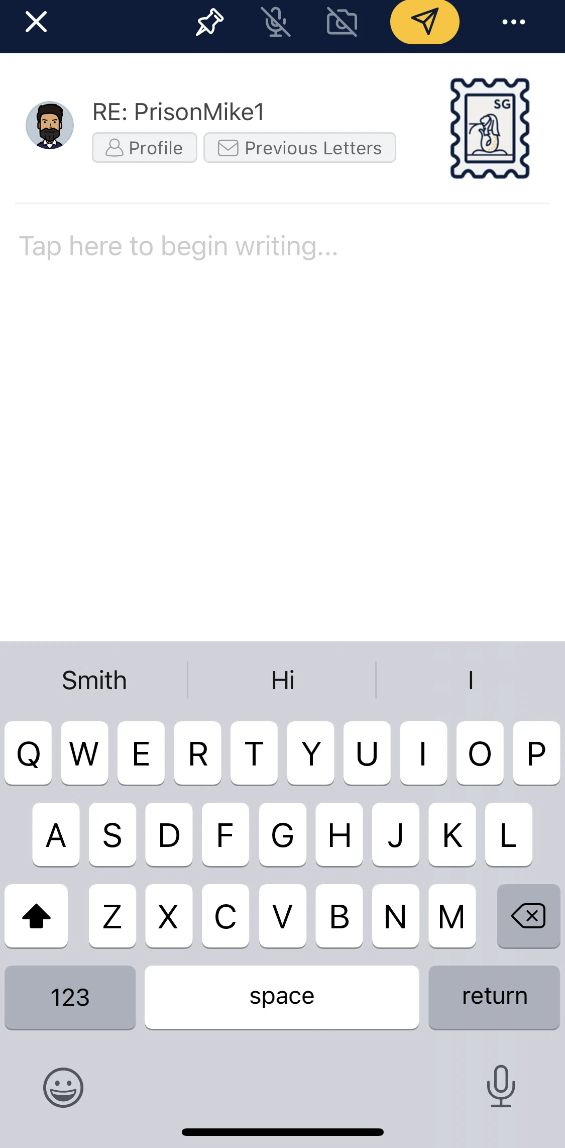 Slowly Screen screen in the Pinning a letter flow