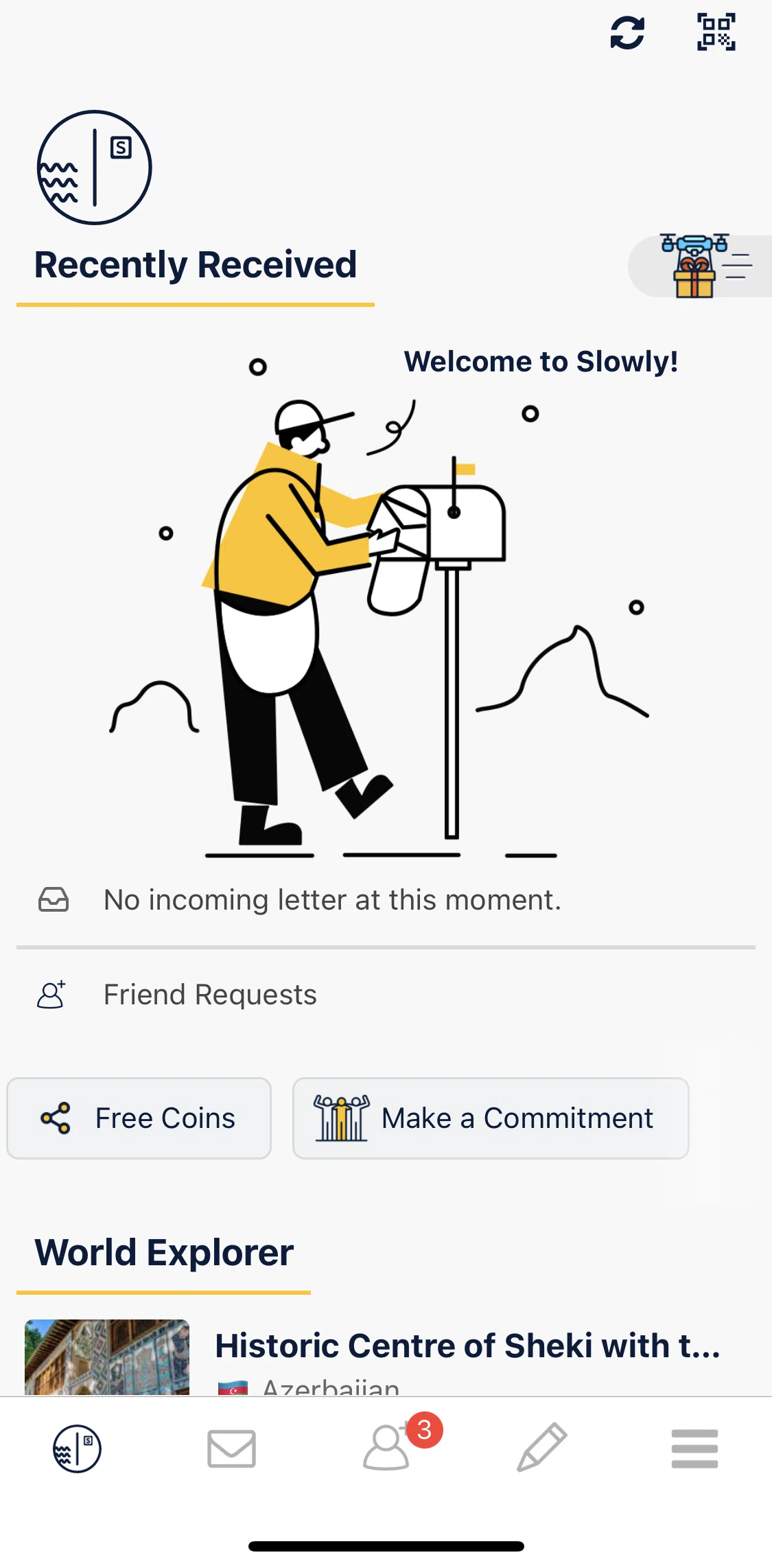 Slowly Screen screen in the Subscribing to Slowly Plus flow