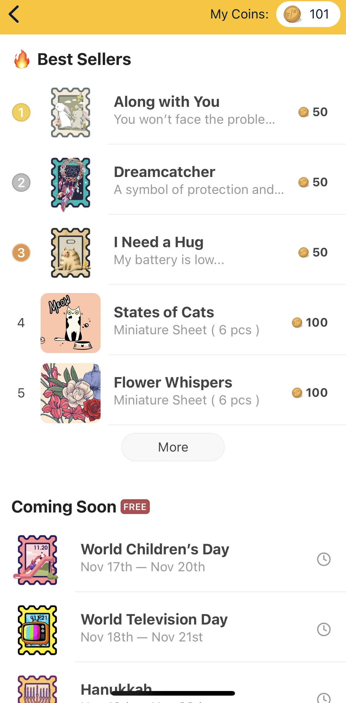 Slowly Screen screen in the View bestsellers stamp collection flow