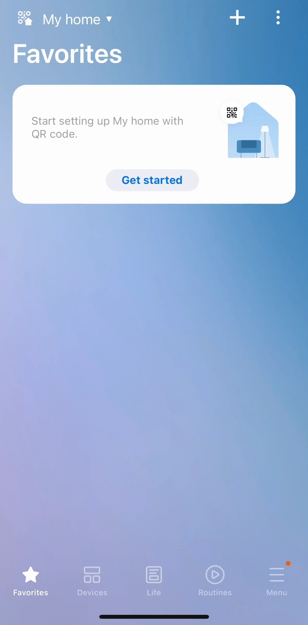 SmartThings Screen screen in the Adding a device flow