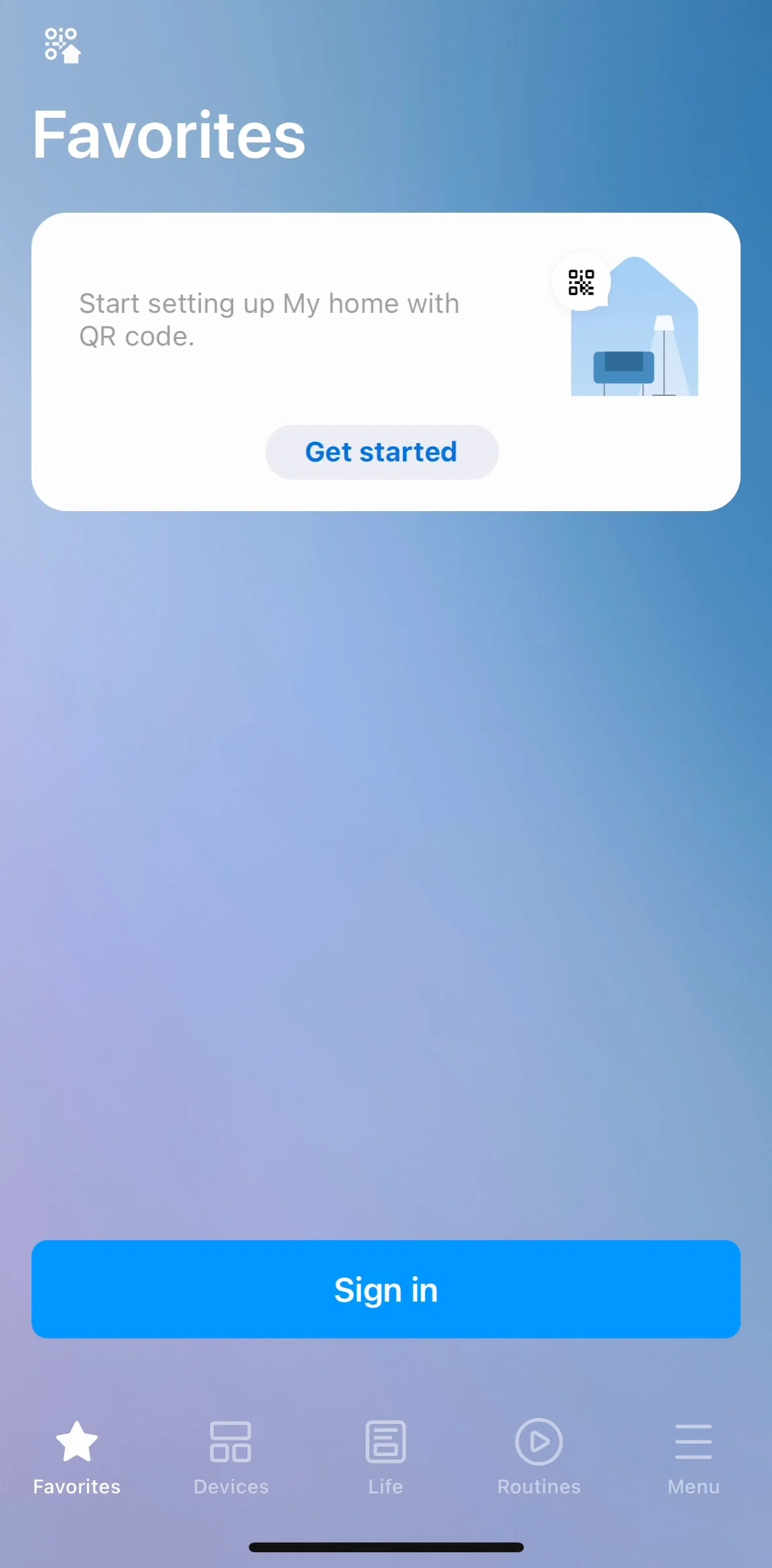 SmartThings Screen screen in the Creating an account flow