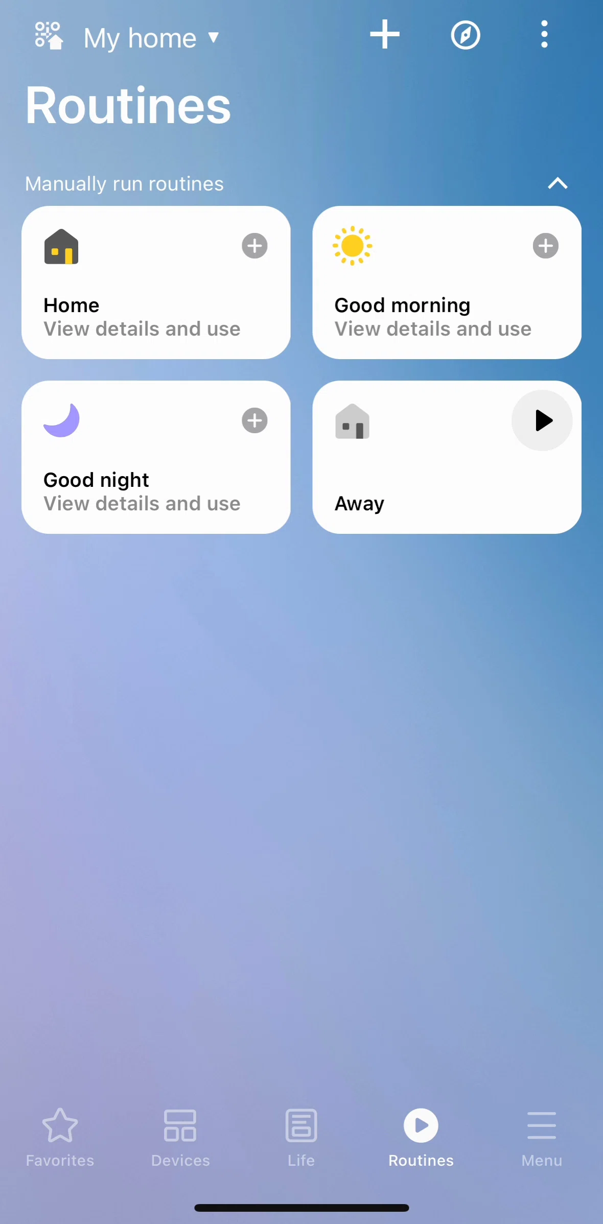 SmartThings Screen screen in the Creating an automatic routine flow