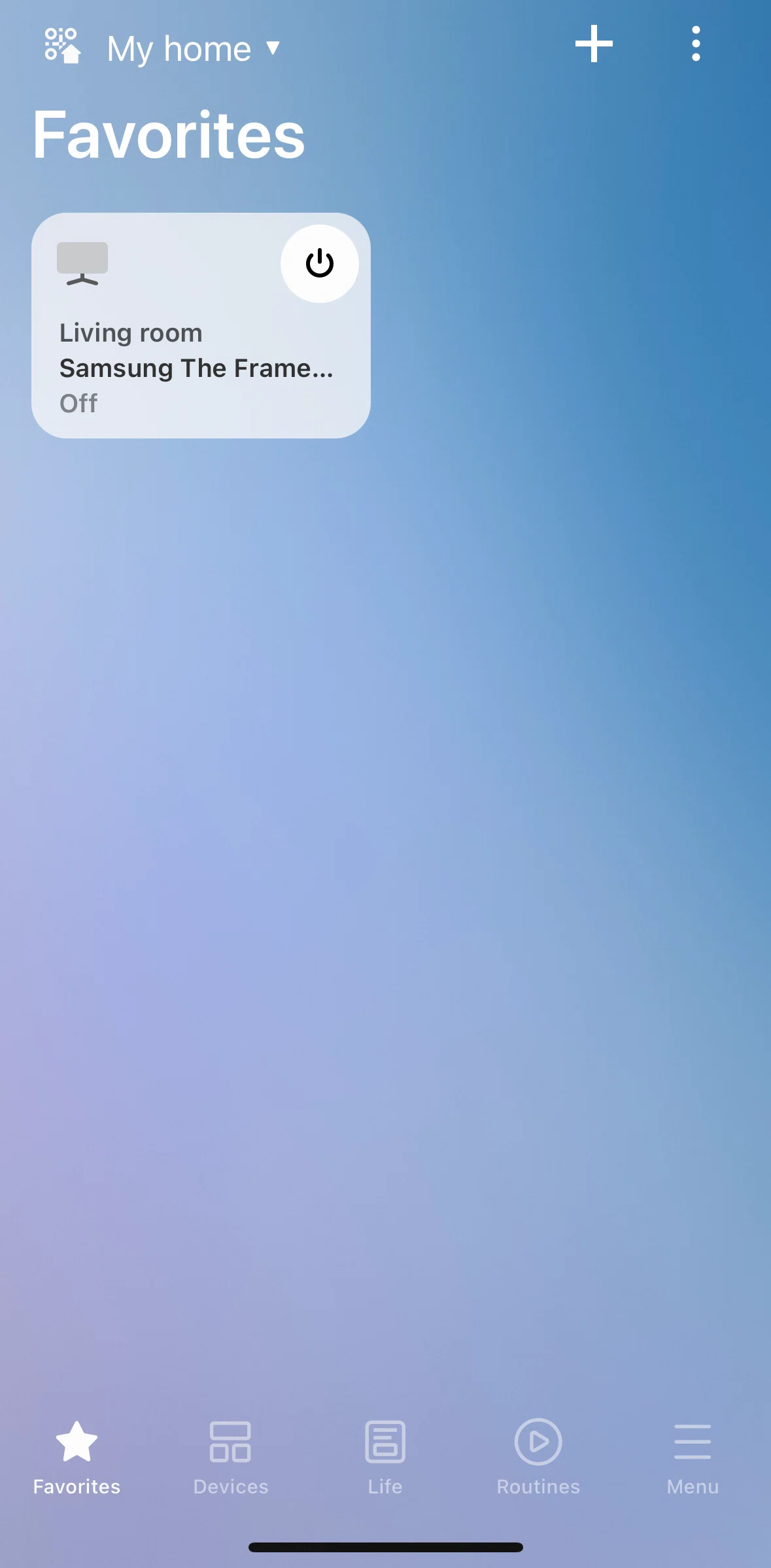 SmartThings Screen screen in the Favorites flow