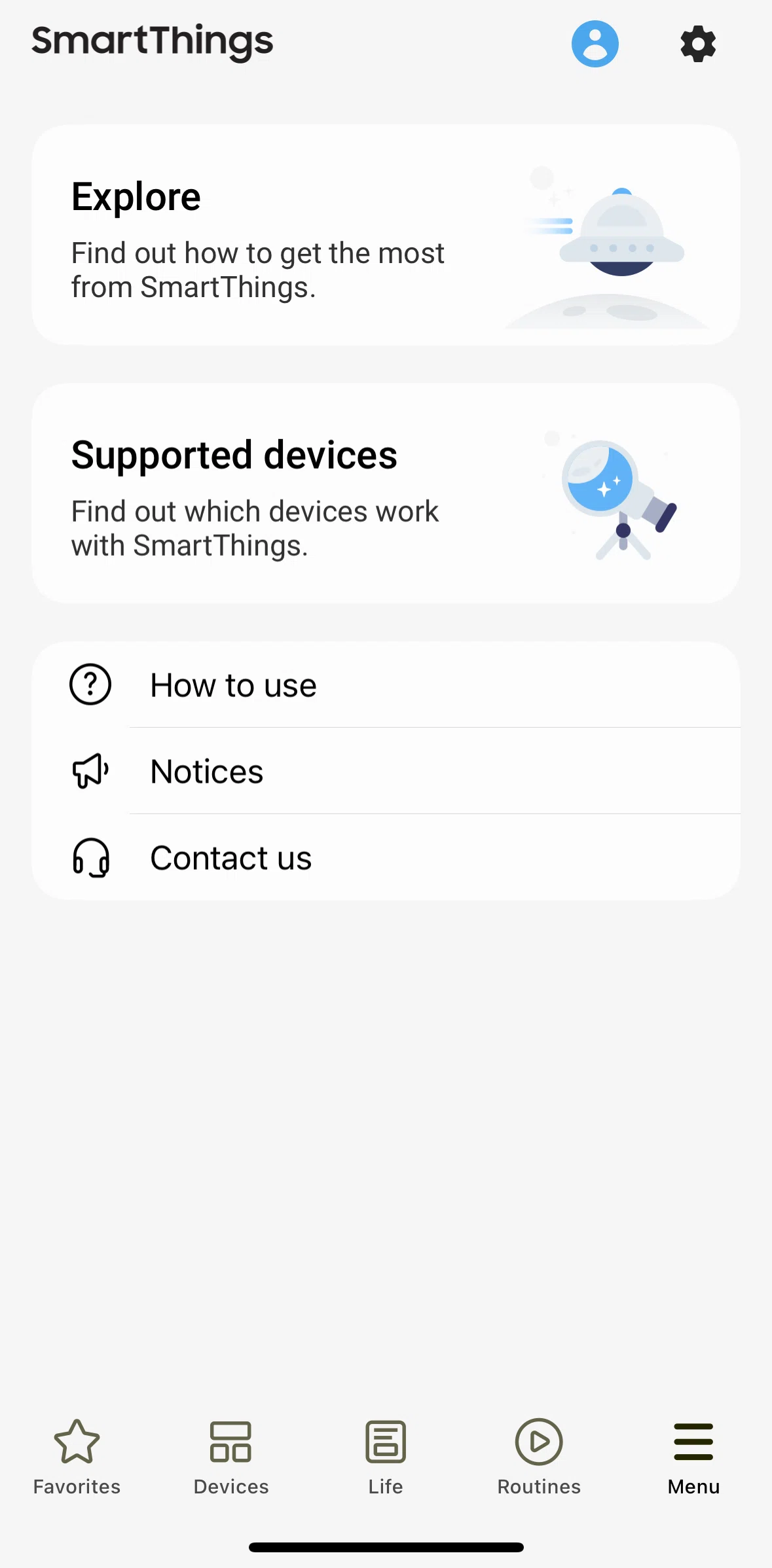 SmartThings Screen screen in the Logging In flow