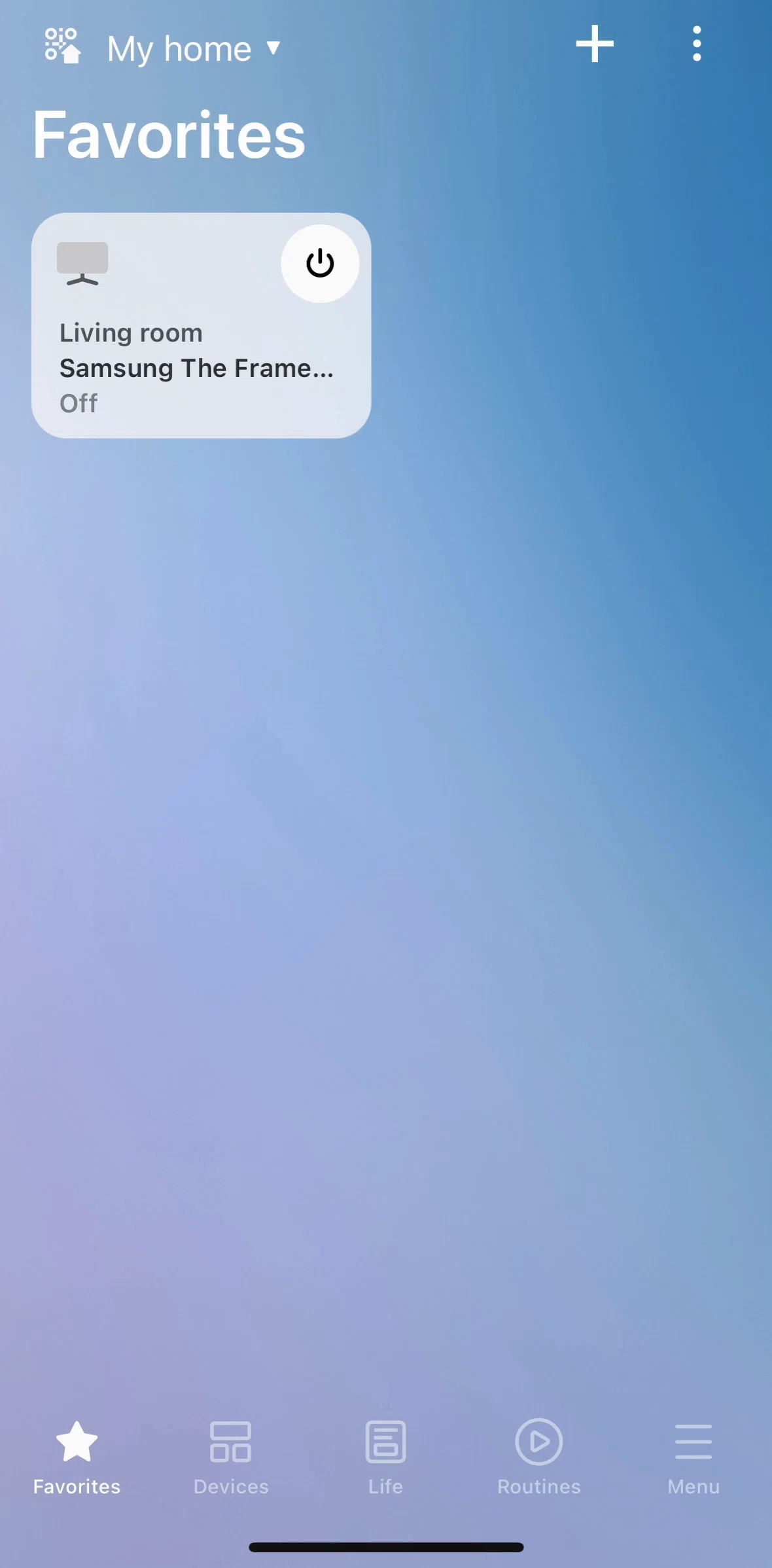 SmartThings Screen screen in the Routines flow