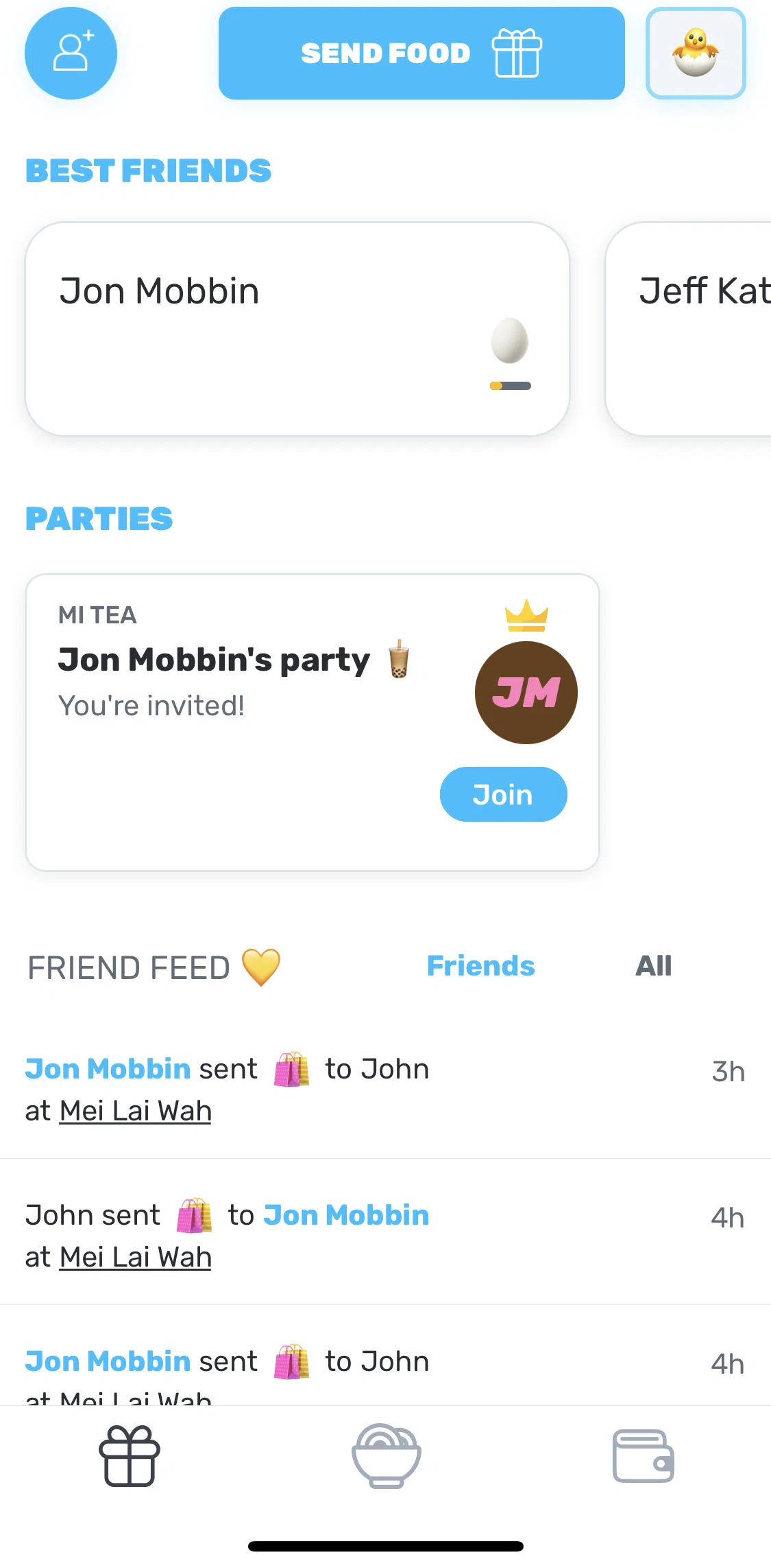 Snackpass Screen screen in the Accepting a party invite flow