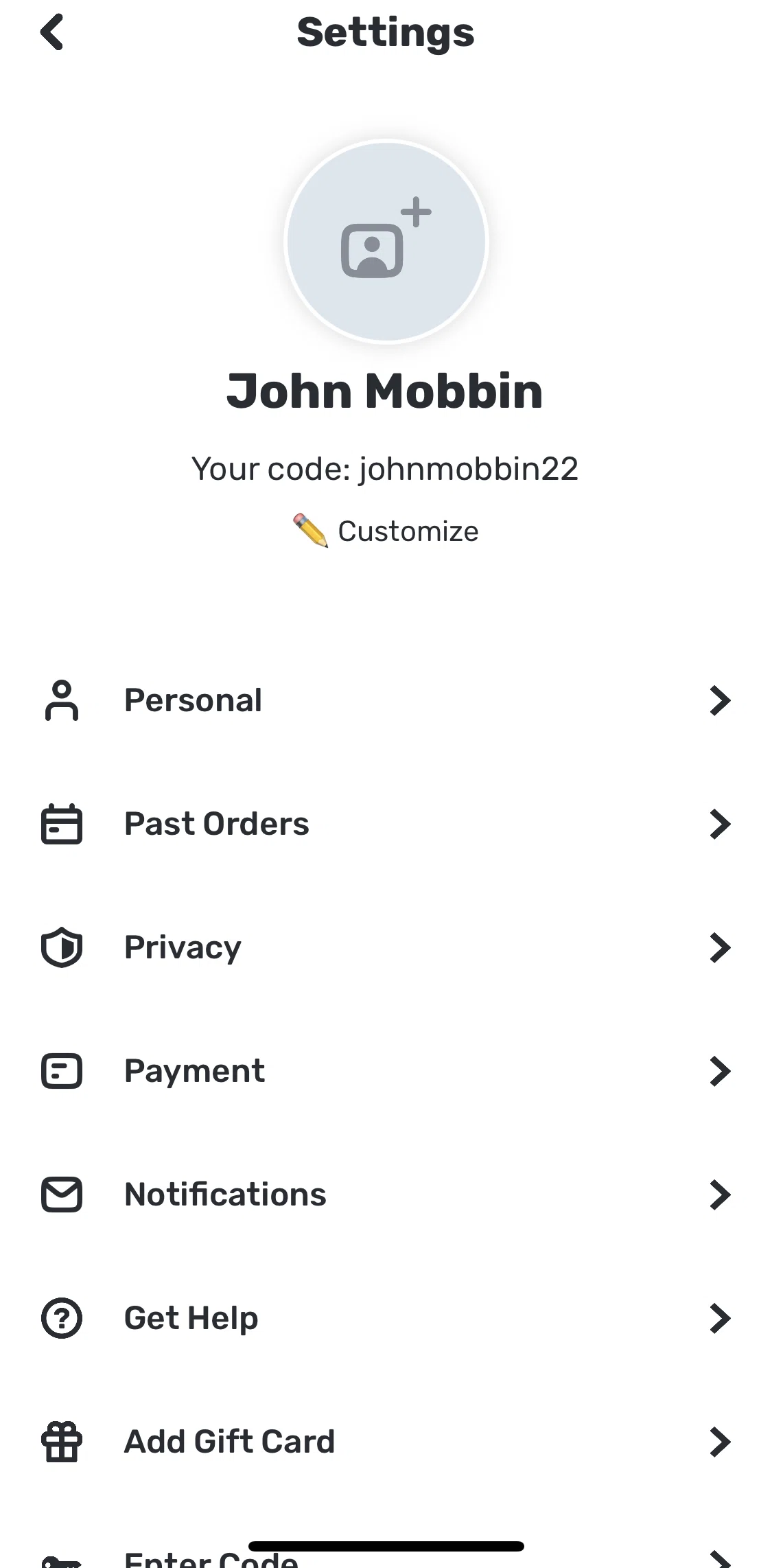 Snackpass Screen screen in the Adding a payment method flow