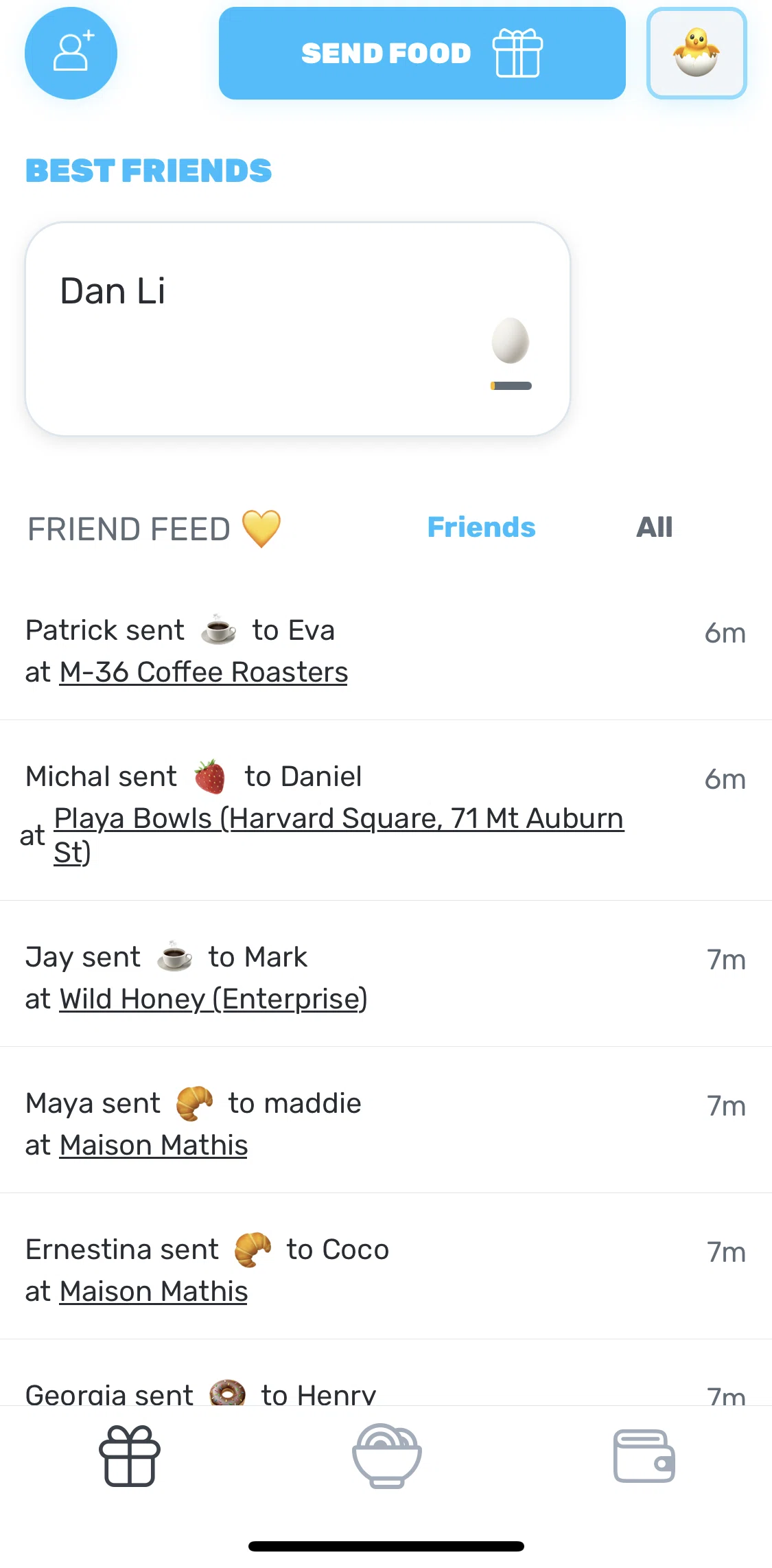 Snackpass Screen screen in the Adding friends flow
