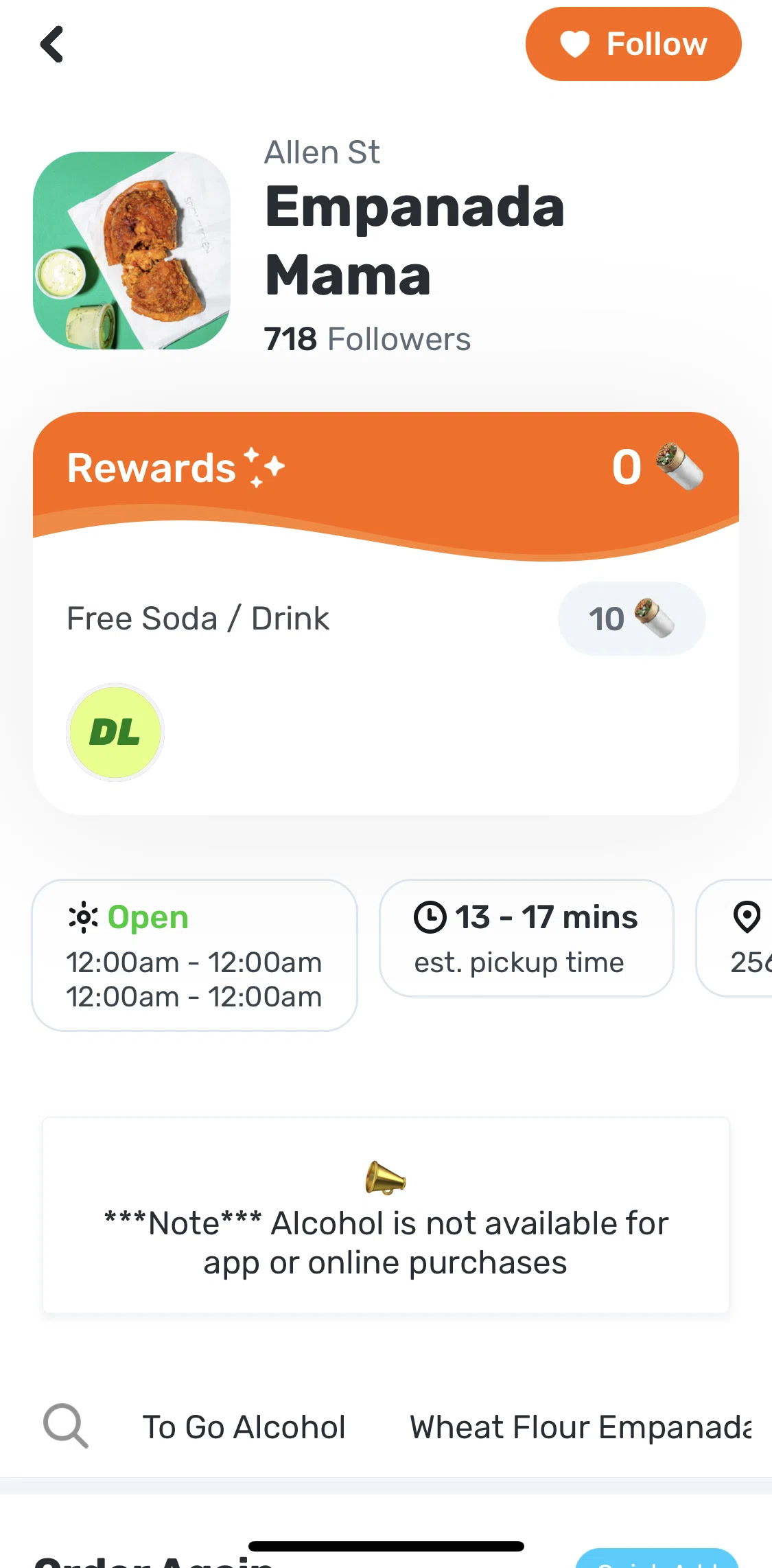 Snackpass Screen screen in the Following a store flow