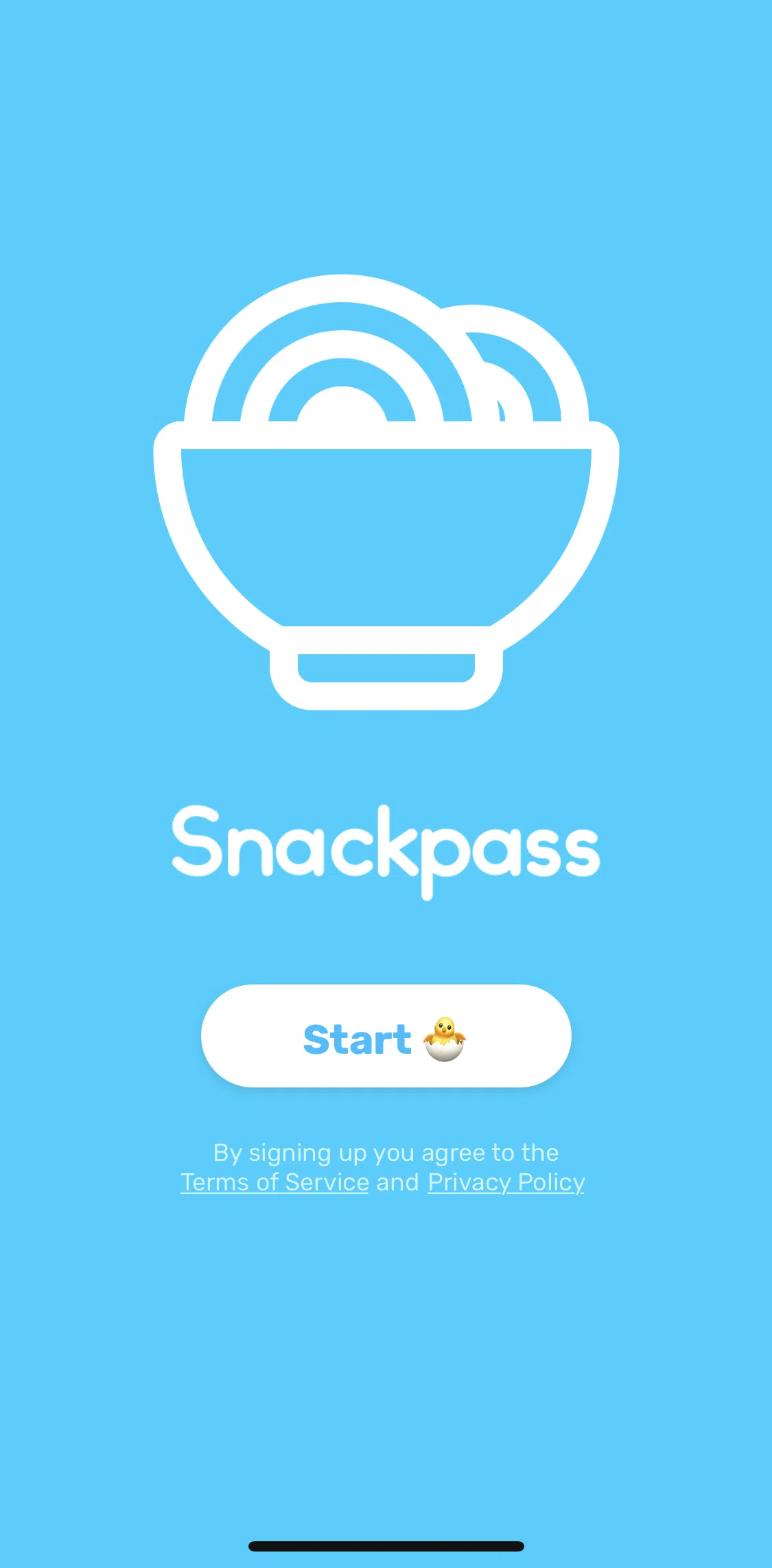Snackpass Screen screen in the Logging in flow