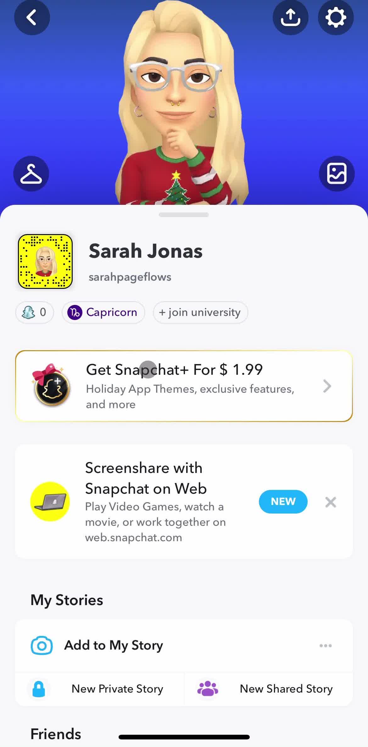 Snapchat Account screen in the Adding A Friend flow