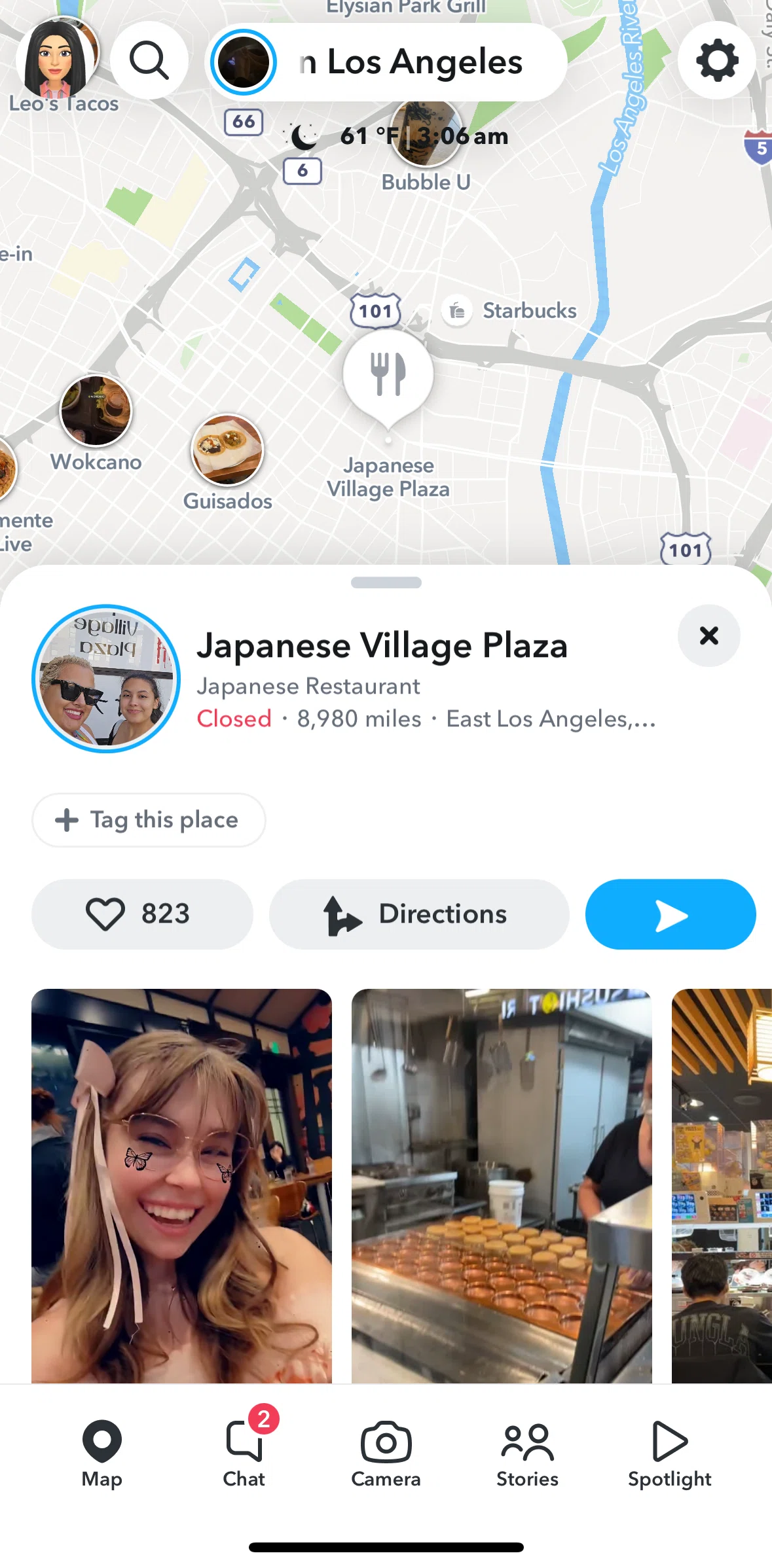 Snapchat Screen screen in the Adding a restaurant tag flow